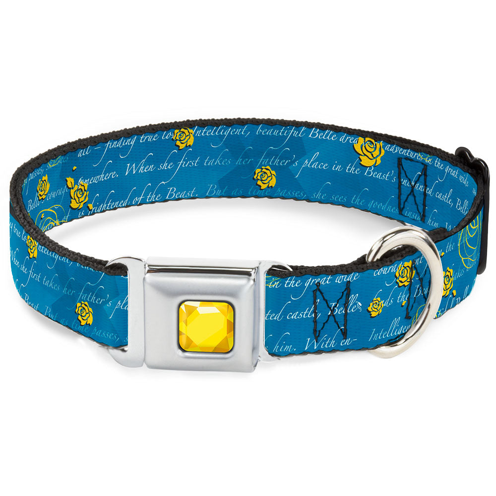 Princess Gem CLOSE-UP Full Color Yellow Seatbelt Buckle Collar - Beauty & the Beast Story Script Seatbelt Buckle Collars Disney