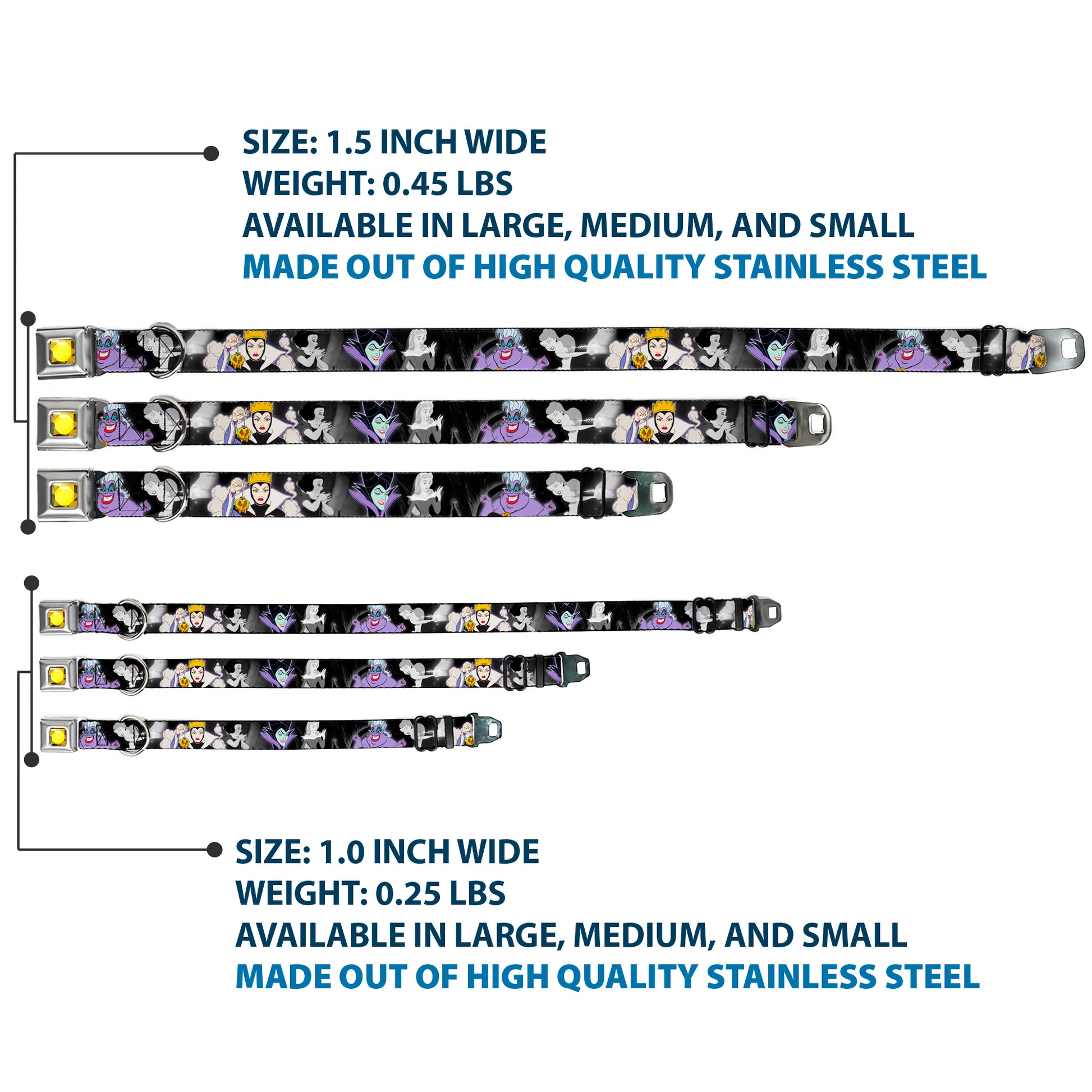 Princess Gem CLOSE-UP Full Color Yellow Seatbelt Buckle Collar - Villains Hexing Princess' Scenes Color/Black/White Seatbelt Buckle Collars Disney