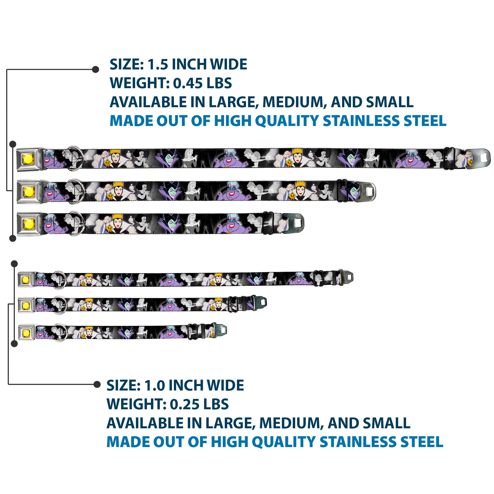 Princess Gem CLOSE-UP Full Color Yellow Seatbelt Buckle Collar - Villains Hexing Princess' Scenes Color/Black/White Seatbelt Buckle Collars Disney