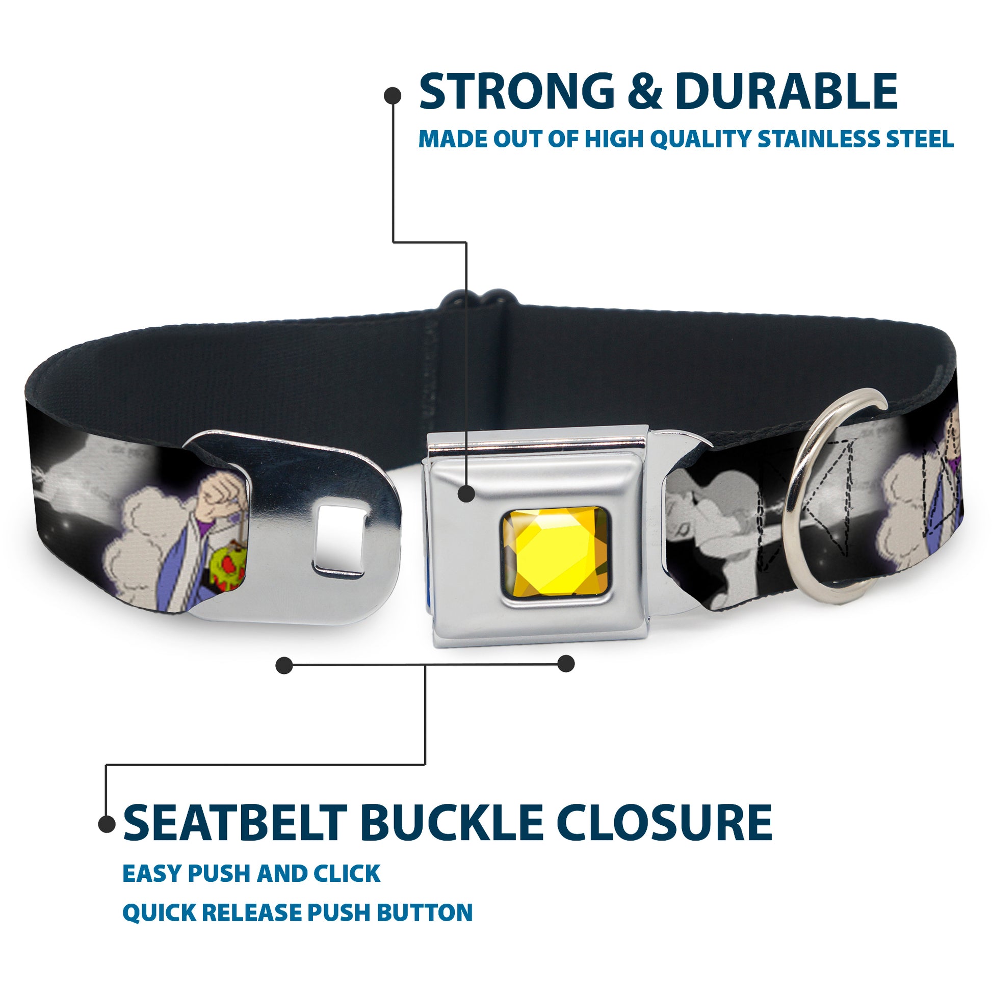 Princess Gem CLOSE-UP Full Color Yellow Seatbelt Buckle Collar - Villains Hexing Princess' Scenes Color/Black/White Seatbelt Buckle Collars Disney