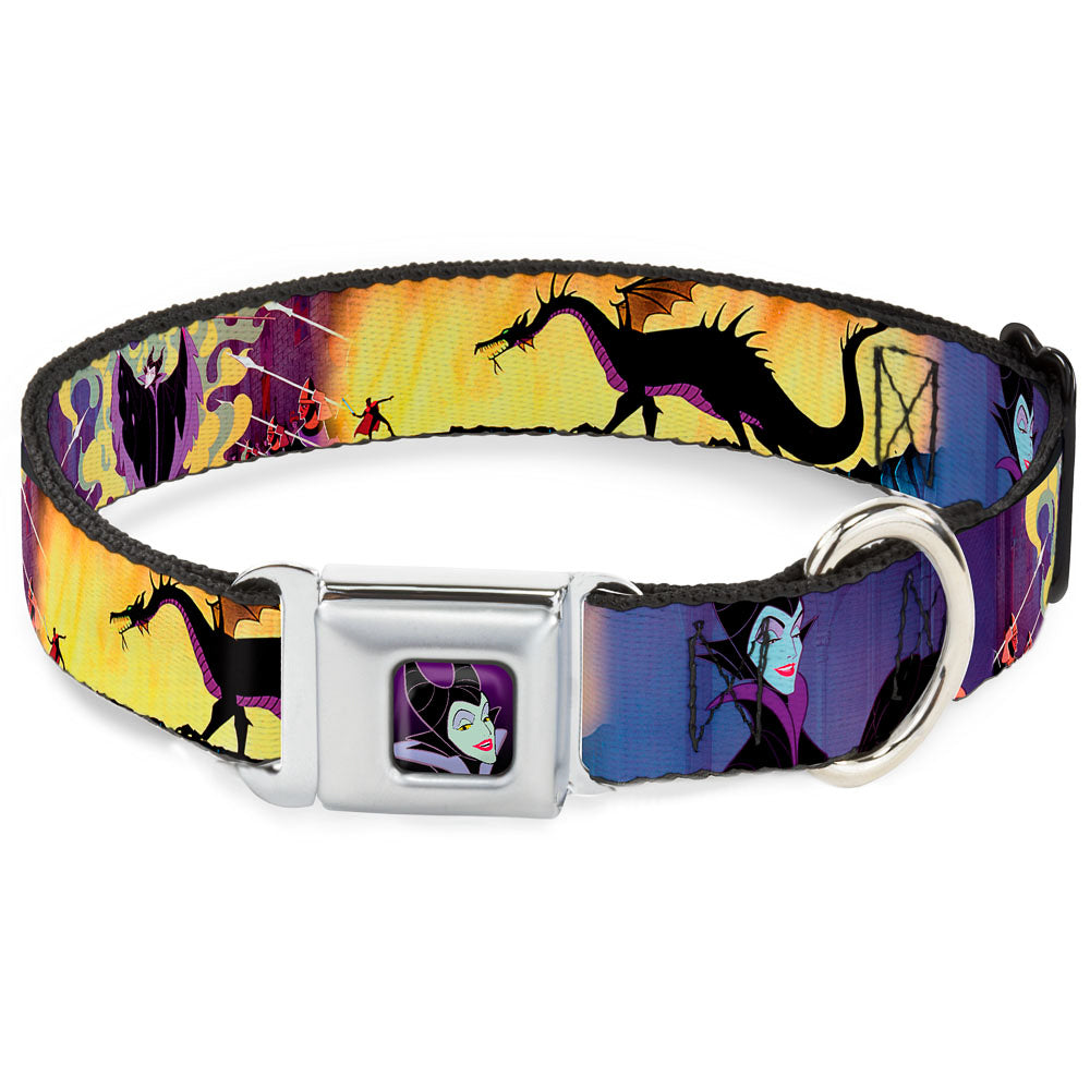 Maleficent Face Full Color Purple Fade Seatbelt Buckle Collar - Maleficent Poses Seatbelt Buckle Collars Disney