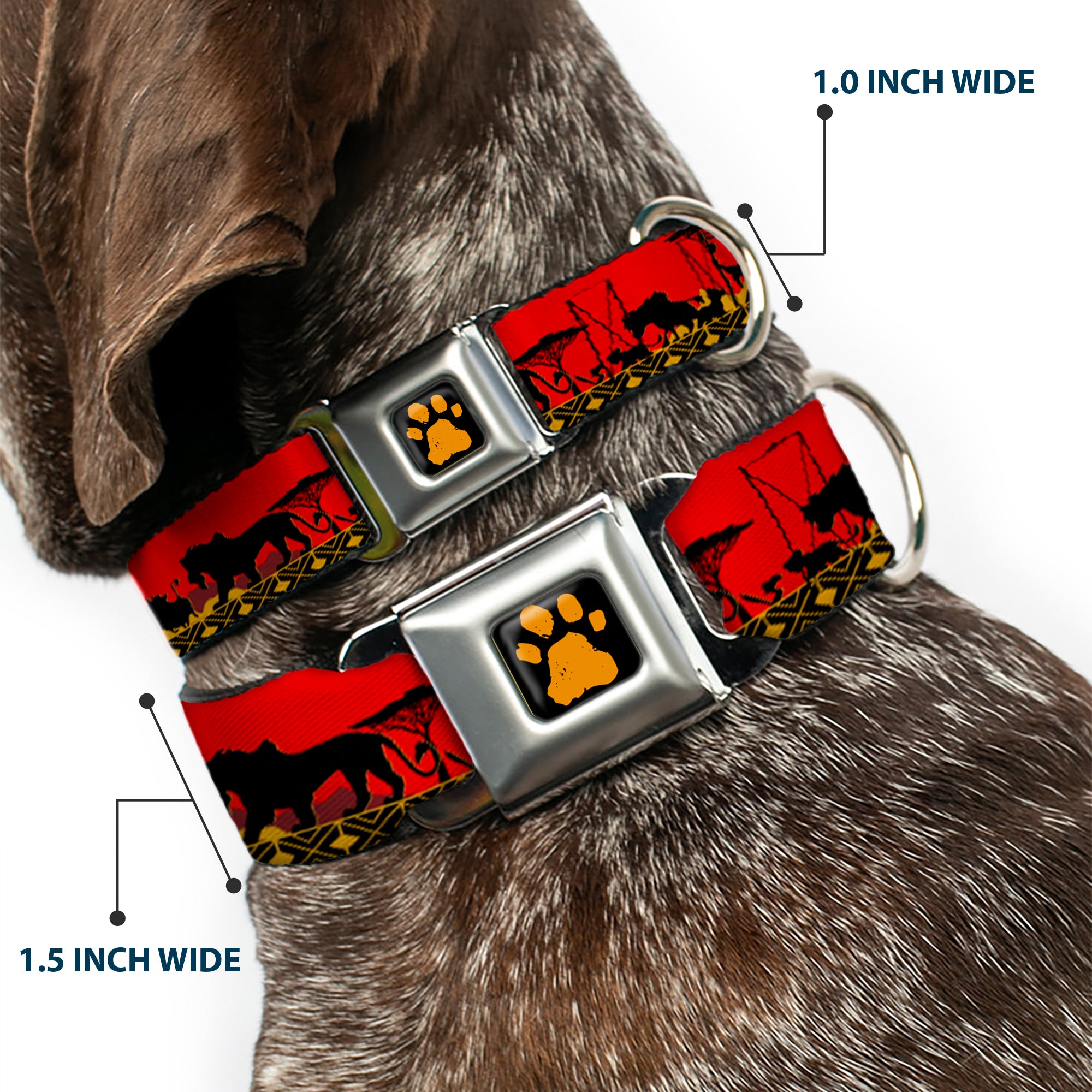 Lion King Paw Full Color Black Gold Seatbelt Buckle Collar - Mufasa & Simba JUST CAN'T WAIT TO BE KING/Family Silhouette Seatbelt Buckle Collars Disney