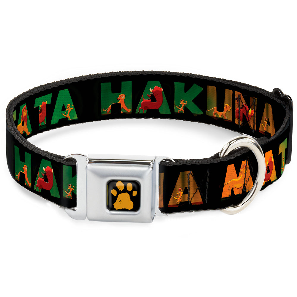 Lion King Paw Full Color Black Gold Seatbelt Buckle Collar - HAKUNA MATATA Black/Lion King Scenes Seatbelt Buckle Collars Disney