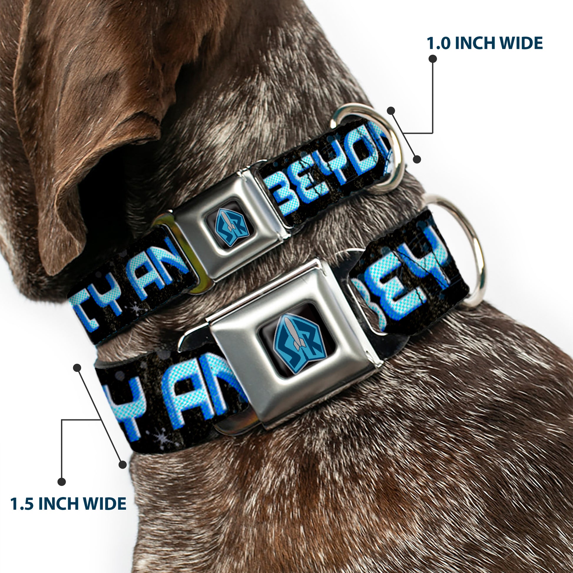 Space Ranger SR Logo Full Color Black/Blue Seatbelt Buckle Collar - Buzz Poses/Stars TO INFINITY AND BEYOND Black/Blues Seatbelt Buckle Collars Disney