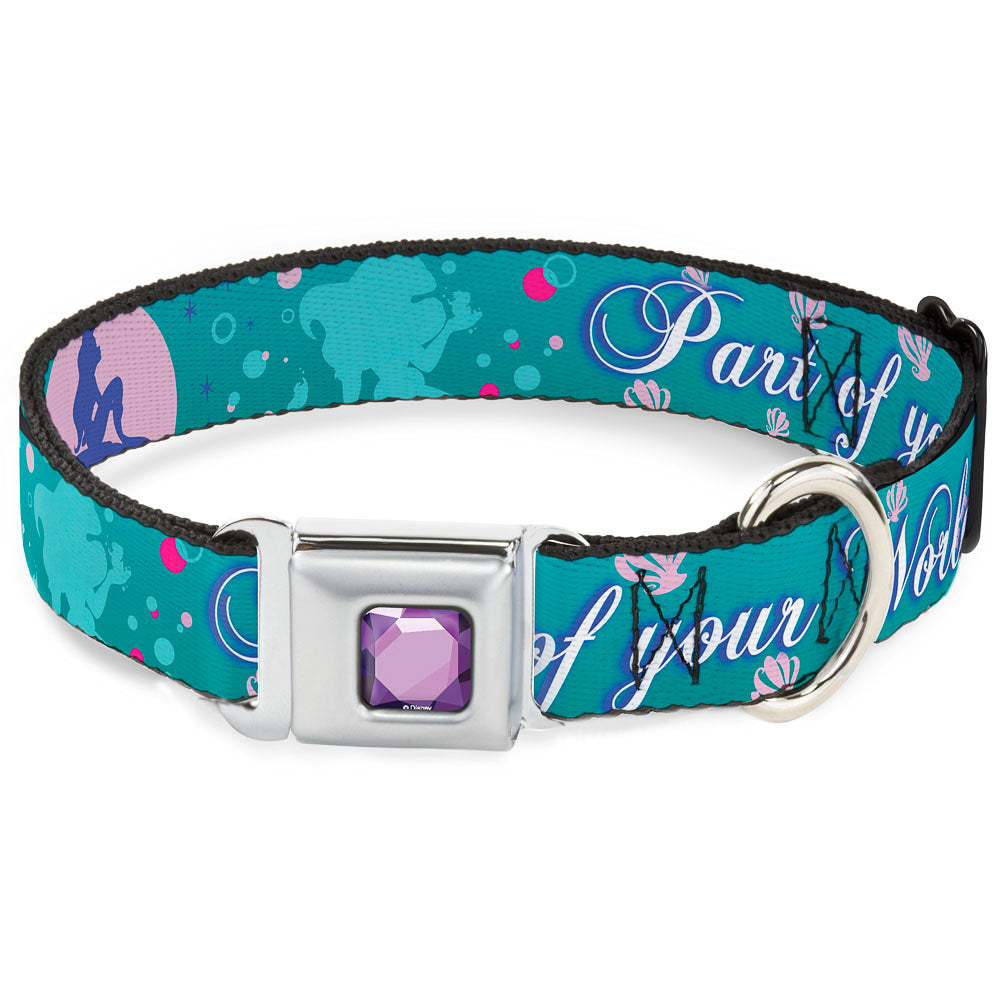 Princess Gem CLOSE-UP Full Color Purple Seatbelt Buckle Collar - Little Mermaid Silhouette Scenes PART OF YOUR WORLD Blues Seatbelt Buckle Collars Disney