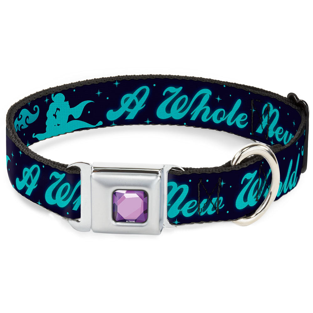 Princess Gem CLOSE-UP Full Color Purple Seatbelt Buckle Collar - Aladdin & Jasmine Silhouette A WHOLE NEW WORLD Seatbelt Buckle Collars Disney