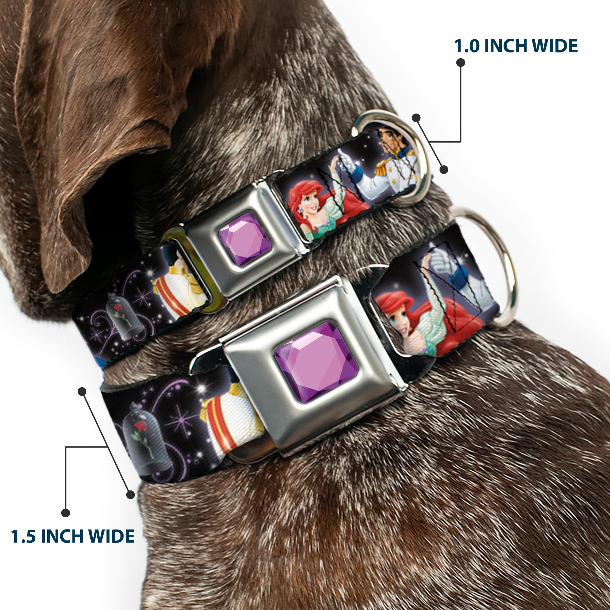 Princess Gem CLOSE-UP Full Color Purple Seatbelt Buckle Collar - Disney Princesses & Prince's Dancing Seatbelt Buckle Collars Disney