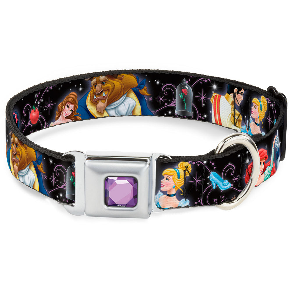 Princess Gem CLOSE-UP Full Color Purple Seatbelt Buckle Collar - Disney Princesses & Prince's Dancing Seatbelt Buckle Collars Disney
