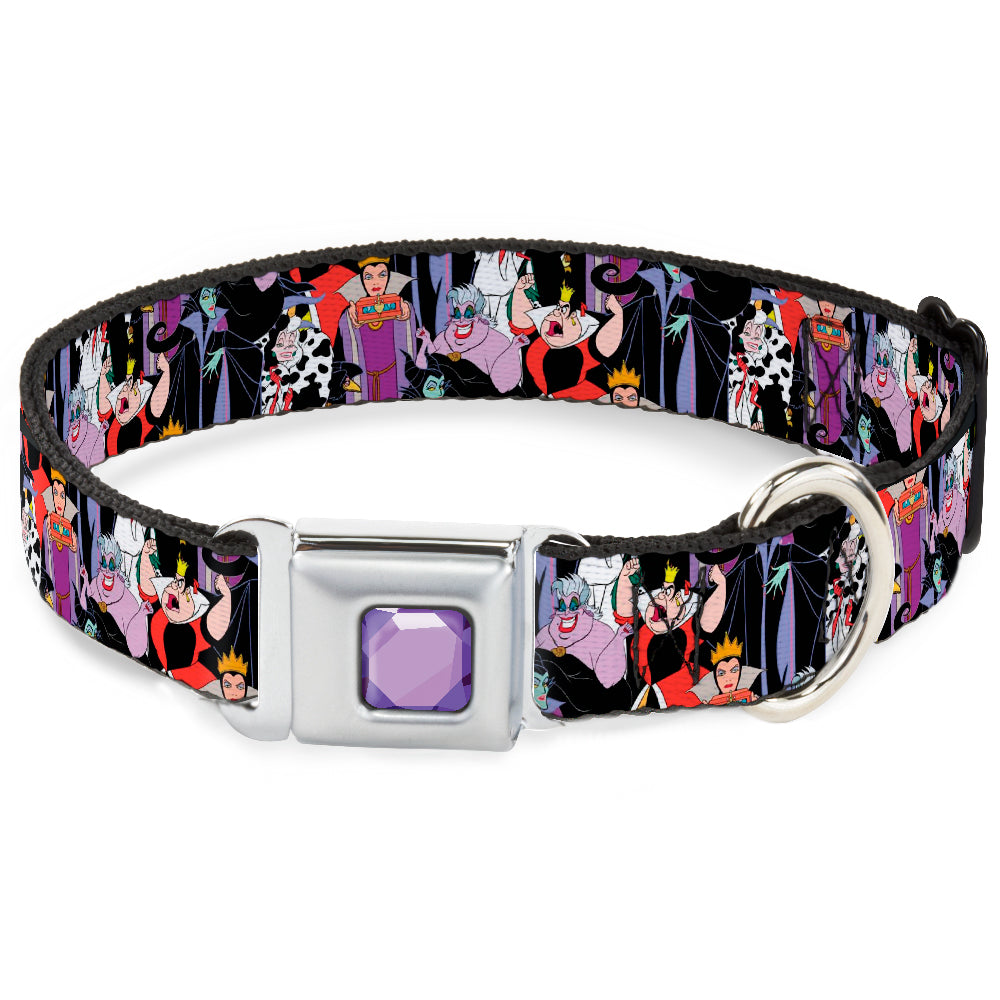 Princess Gem CLOSE-UP Full Color Purple Seatbelt Buckle Collar - 5-Disney Villains Stacked Seatbelt Buckle Collars Disney