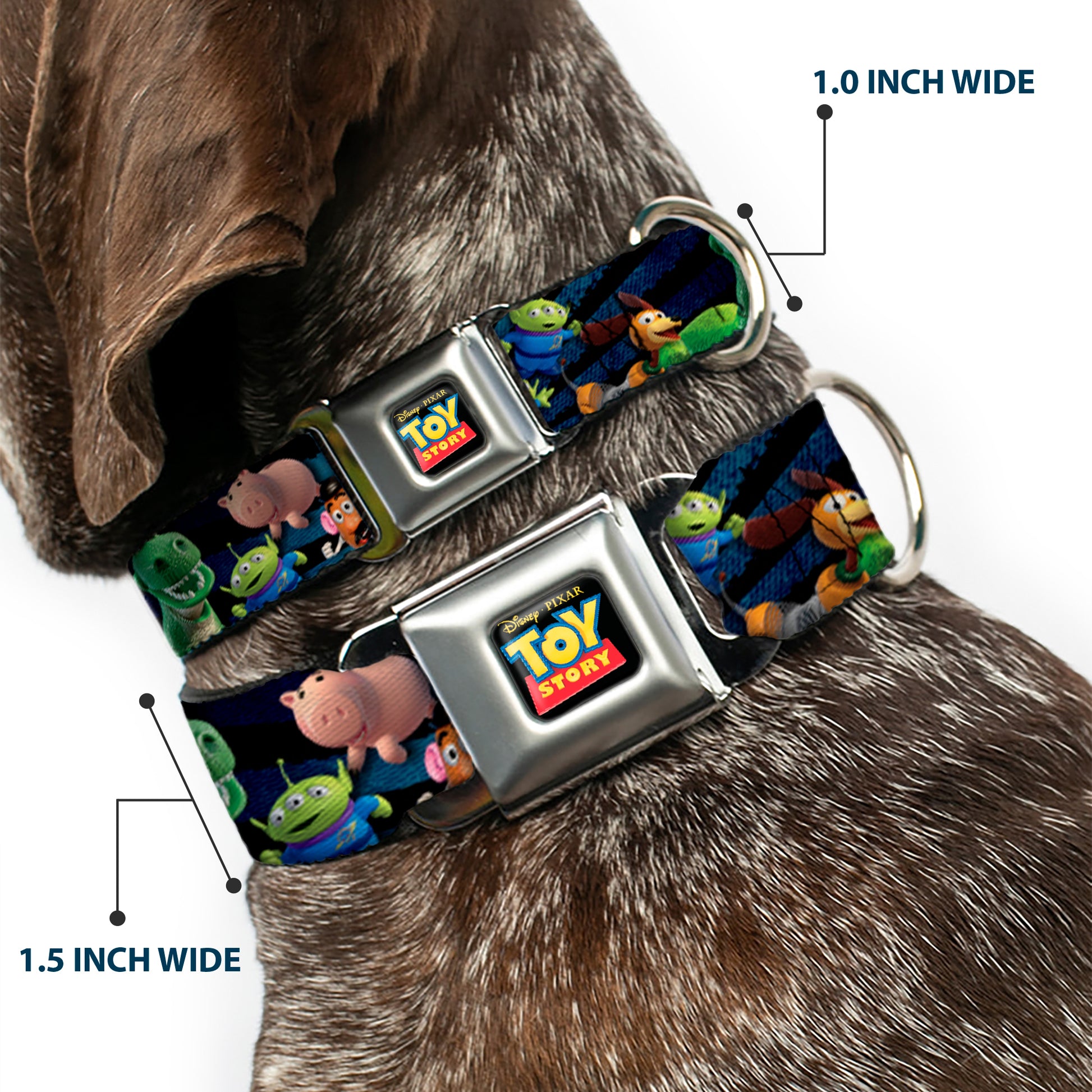 TOY STORY Logo Full Color Black Seatbelt Buckle Collar - Toy Story Characters Running Denim Rays Seatbelt Buckle Collars Disney