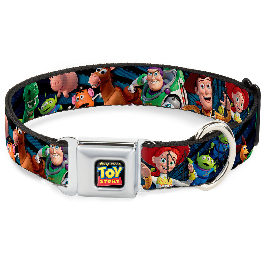 TOY STORY Logo Full Color Black Seatbelt Buckle Collar - Toy Story Characters Running Denim Rays Seatbelt Buckle Collars Disney