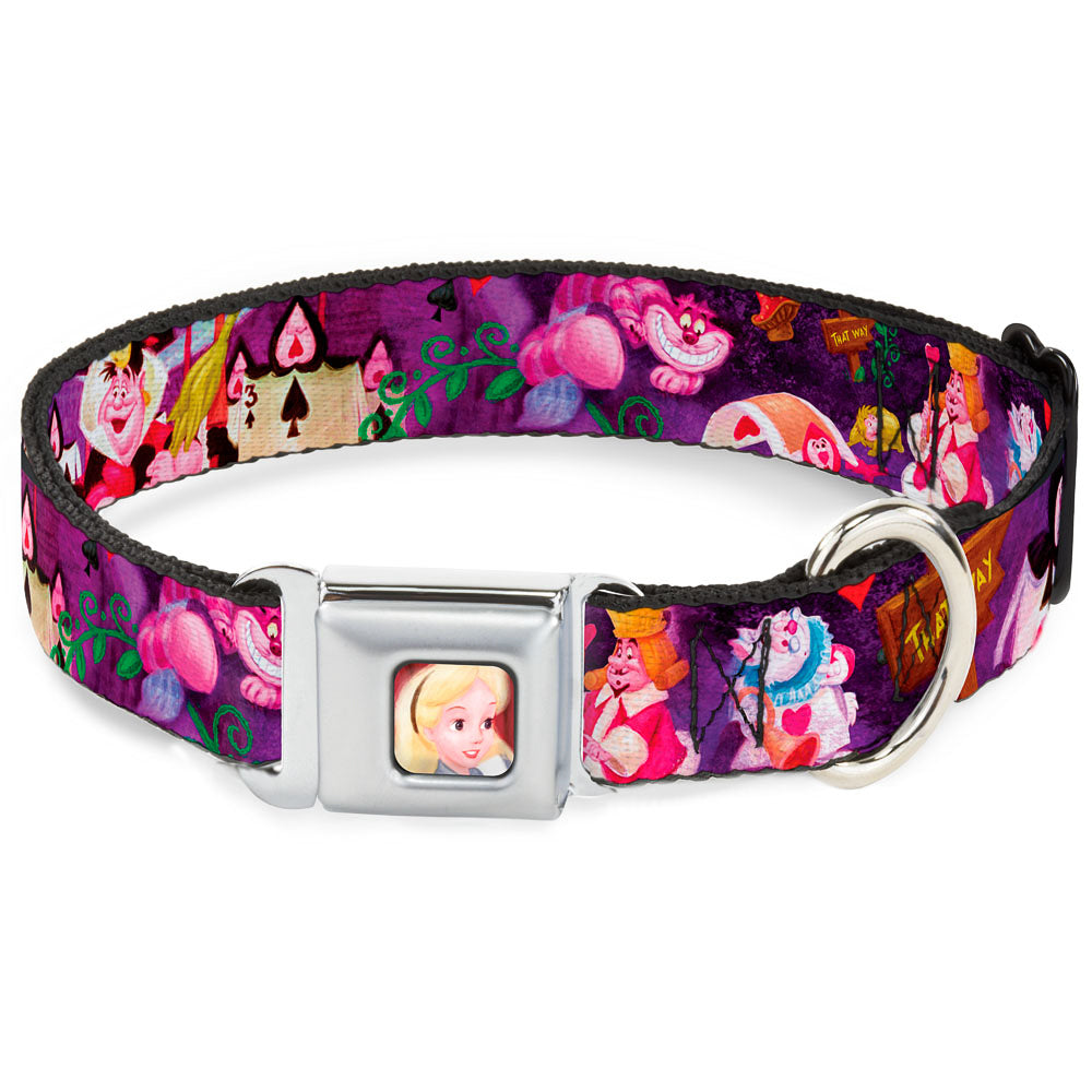 Alice Face Full Color Red Seatbelt Buckle Collar - Alice & the Queen of Hearts Scenes Seatbelt Buckle Collars Disney