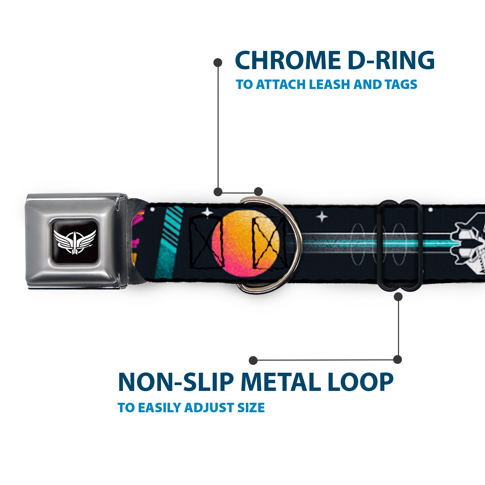 Lightyear Star Command Wings Logo Full Color Black/White Seatbelt Buckle Collar - BUZZ LIGHTYEAR Hyper Speed Spaceship Black/Multi Color Seatbelt Buckle Collars Disney