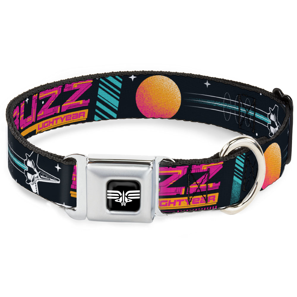 Lightyear Star Command Wings Logo Full Color Black/White Seatbelt Buckle Collar - BUZZ LIGHTYEAR Hyper Speed Spaceship Black/Multi Color Seatbelt Buckle Collars Disney