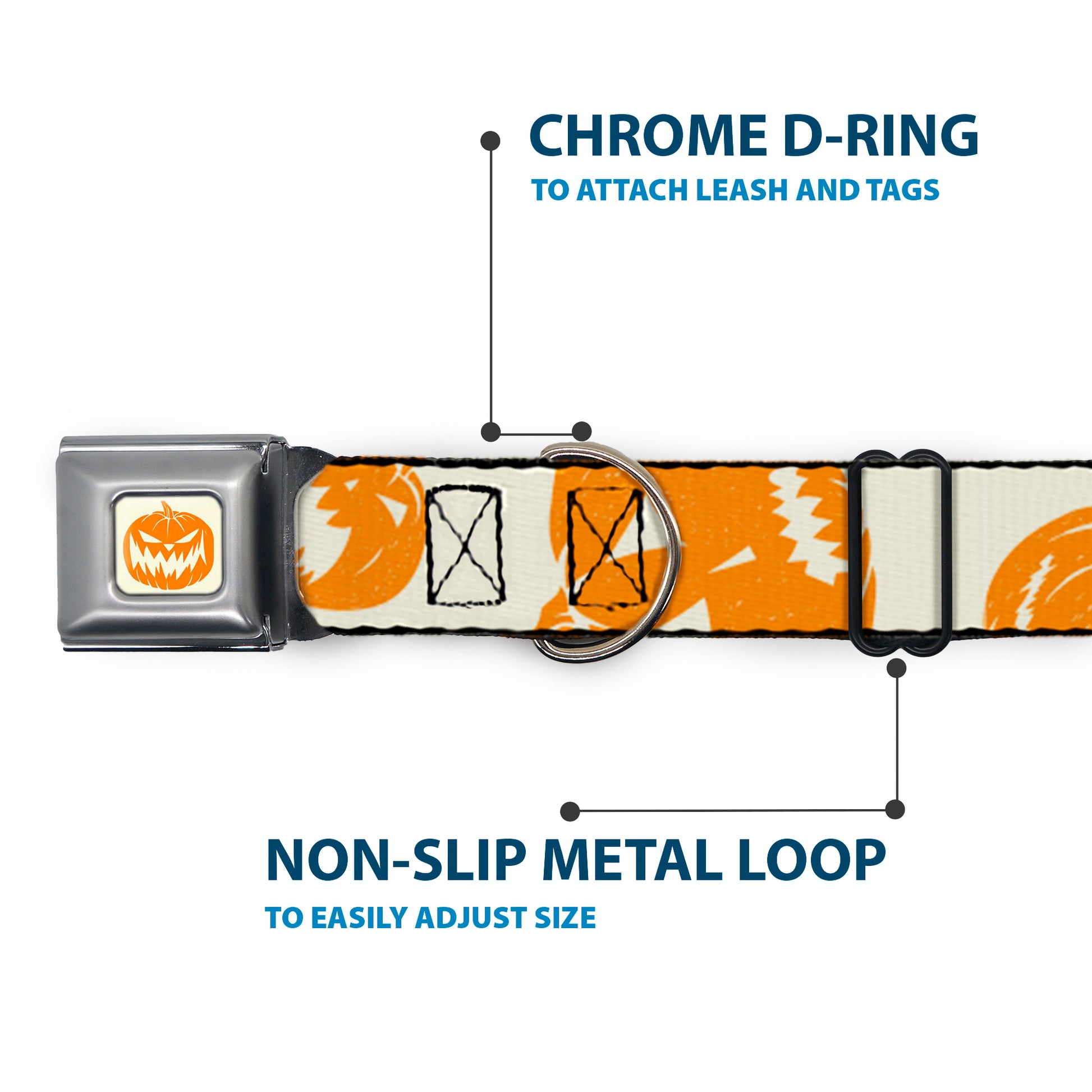 The Nightmare Before Christmas Pumpkin Ivory/Orange Seatbelt Buckle Collar - The Nightmare Before Christmas Jack Pose and Pumpkins Collage Ivory/Orange/Black Seatbelt Buckle Collars Disney