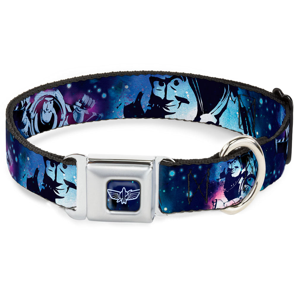 Space Ranger Logo Outline Full Color Blue/White Seatbelt Buckle Collar - Buzz Lightyear Poses Galaxy Blues Seatbelt Buckle Collars Disney