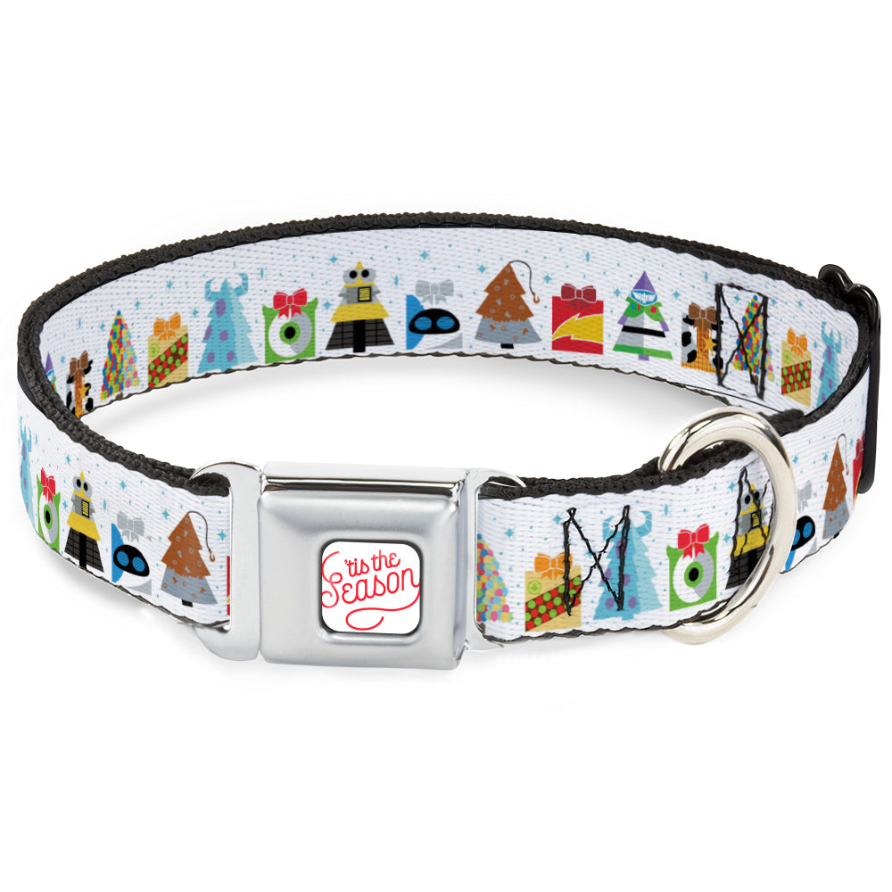 Pixar TIS THE SEASON Script Full Color White/Red Seatbelt Buckle Collar - Pixar Holiday Collection Character Gifts Lineup/Stars White/Blues Seatbelt Buckle Collars Disney