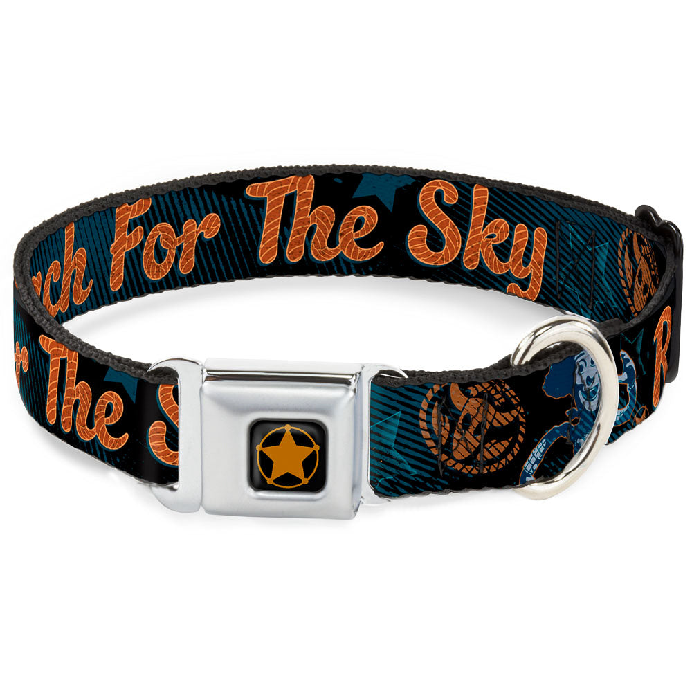 Woody Sherriff Star Reverse Brushed Seatbelt Buckle Collar - Woody REACH FOR THE SKY Denim Blue Print Seatbelt Buckle Collars Disney