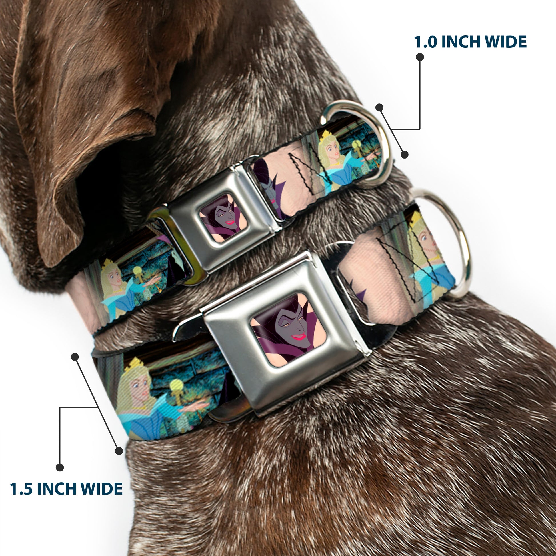 Maleficent Face2 Full Color Light Pink Glow Seatbelt Buckle Collar - Princess Aurora & Maleficent Scenes Seatbelt Buckle Collars Disney