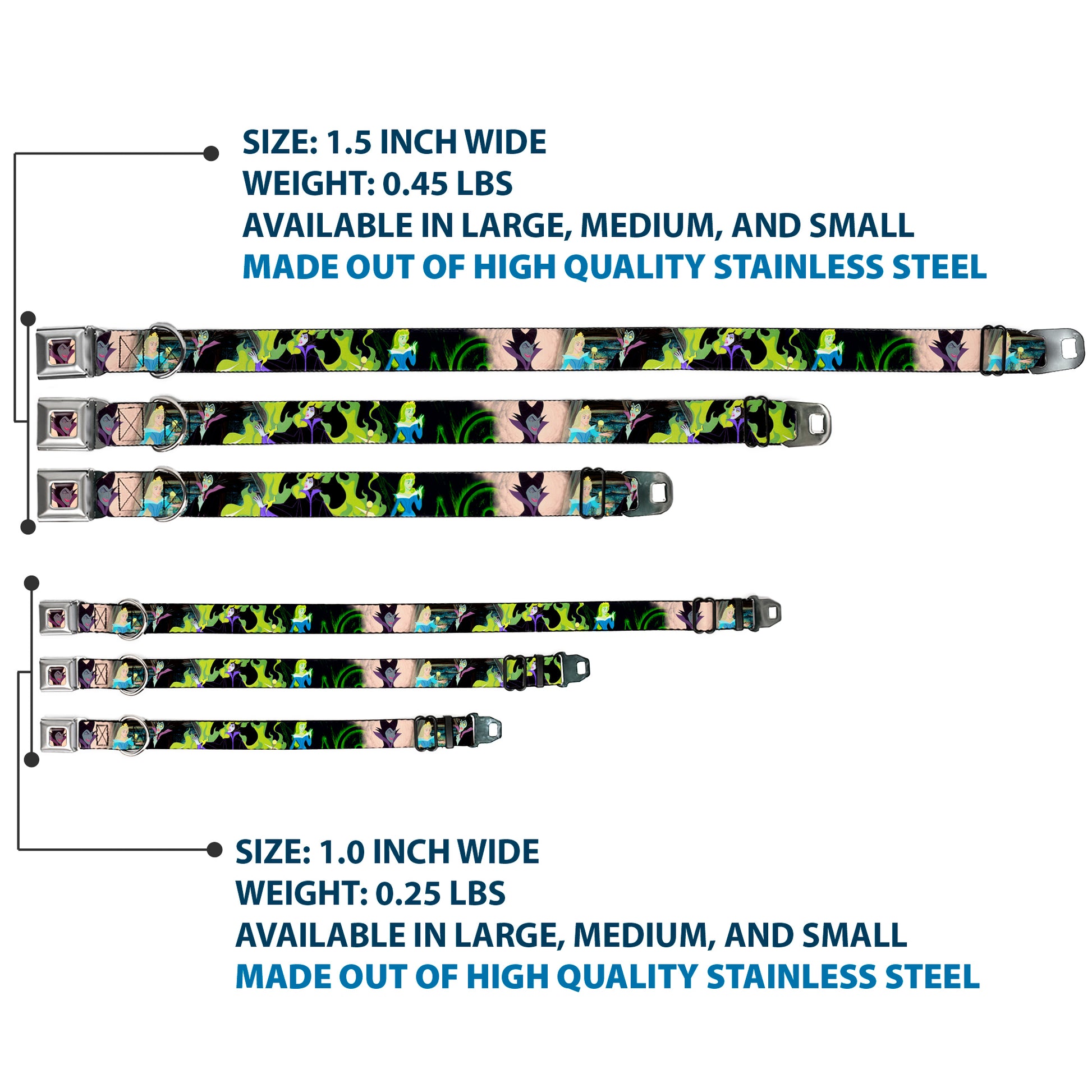 Maleficent Face2 Full Color Light Pink Glow Seatbelt Buckle Collar - Princess Aurora & Maleficent Scenes Seatbelt Buckle Collars Disney