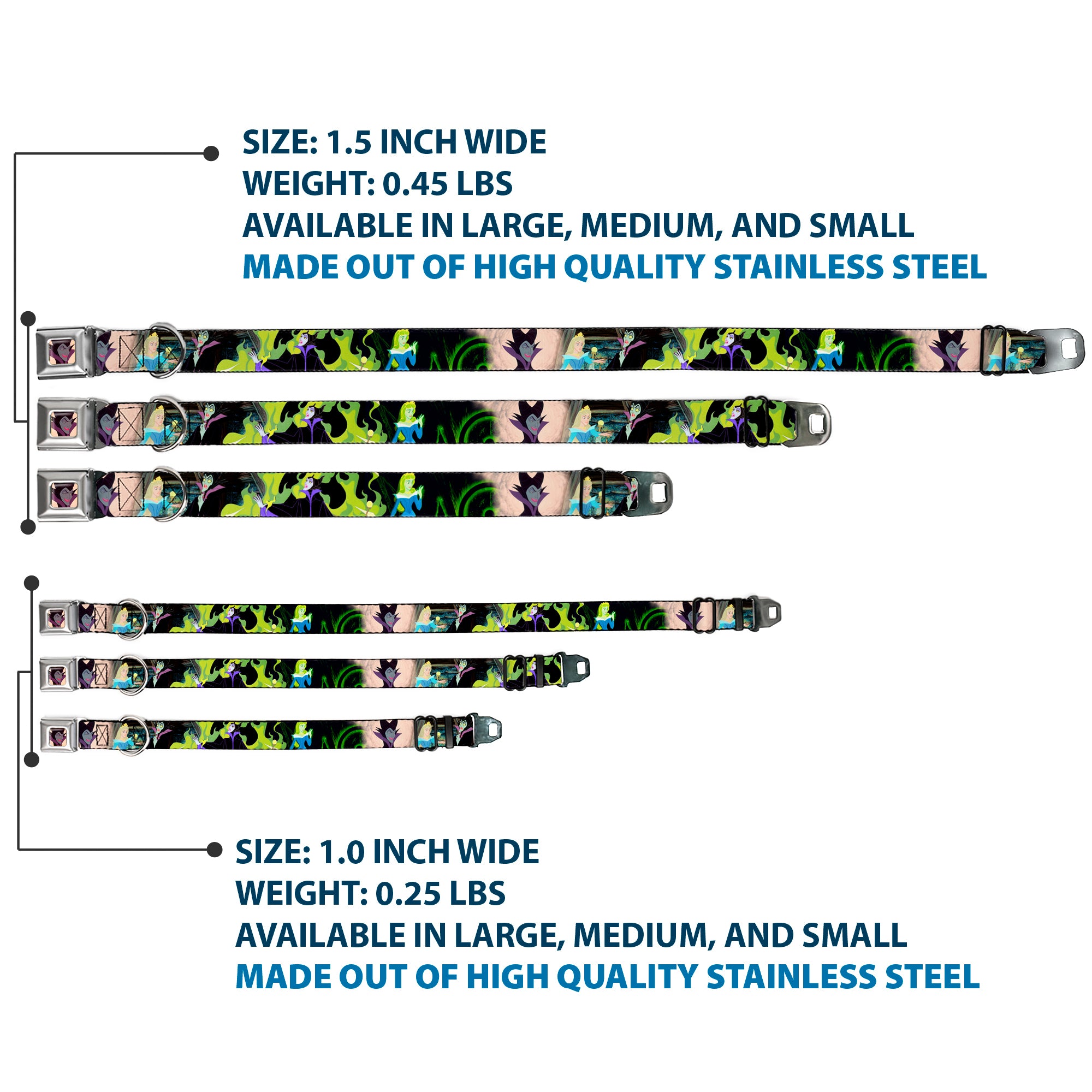 Maleficent Face2 Full Color Light Pink Glow Seatbelt Buckle Collar - Princess Aurora & Maleficent Scenes Seatbelt Buckle Collars Disney