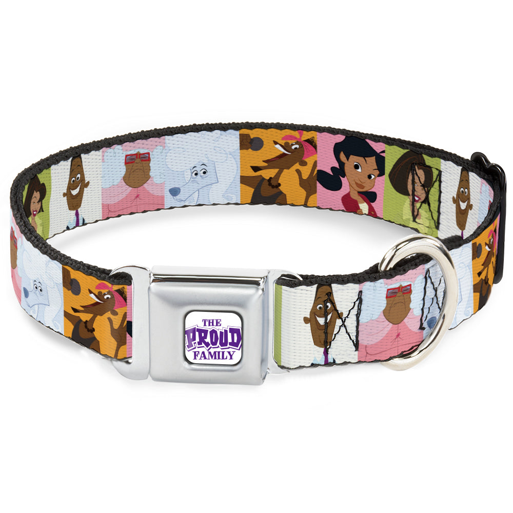 THE PROUD FAMILY Title Logo Full Color White/Purple Seatbelt Buckle Collar - The Proud Family 6-Character Block Poses Seatbelt Buckle Collars Disney