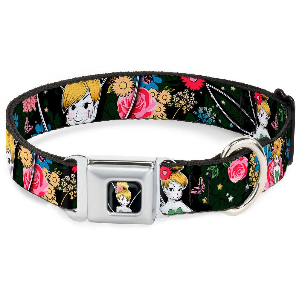Tinker Bell Sketch Full Color Seatbelt Buckle Collar - Tinker Bell Poses/Sleeping Floral Collage Seatbelt Buckle Collars Disney