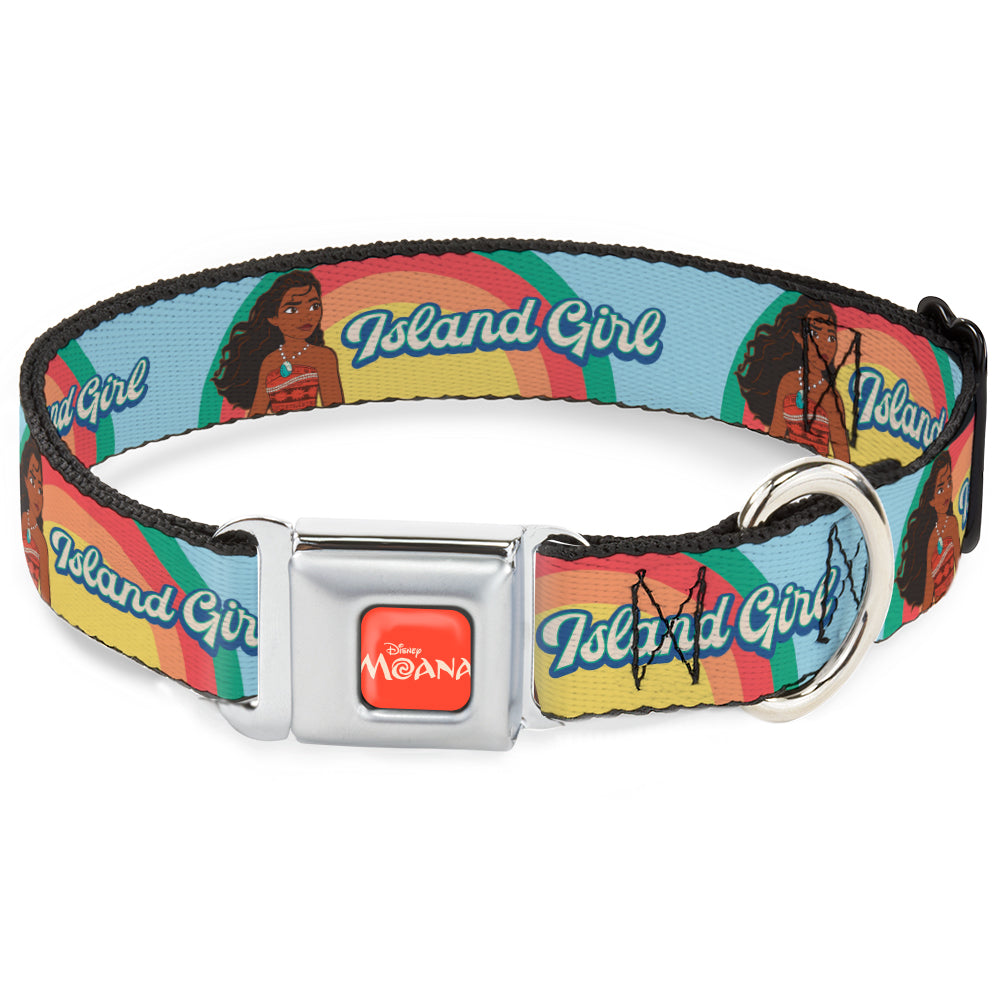 MOANA Title Logo Full Color Orange/White Seatbelt Buckle Collar - Moana ISLAND GIRL Rainbow Pose Blue/Multi Color Seatbelt Buckle Collars Disney