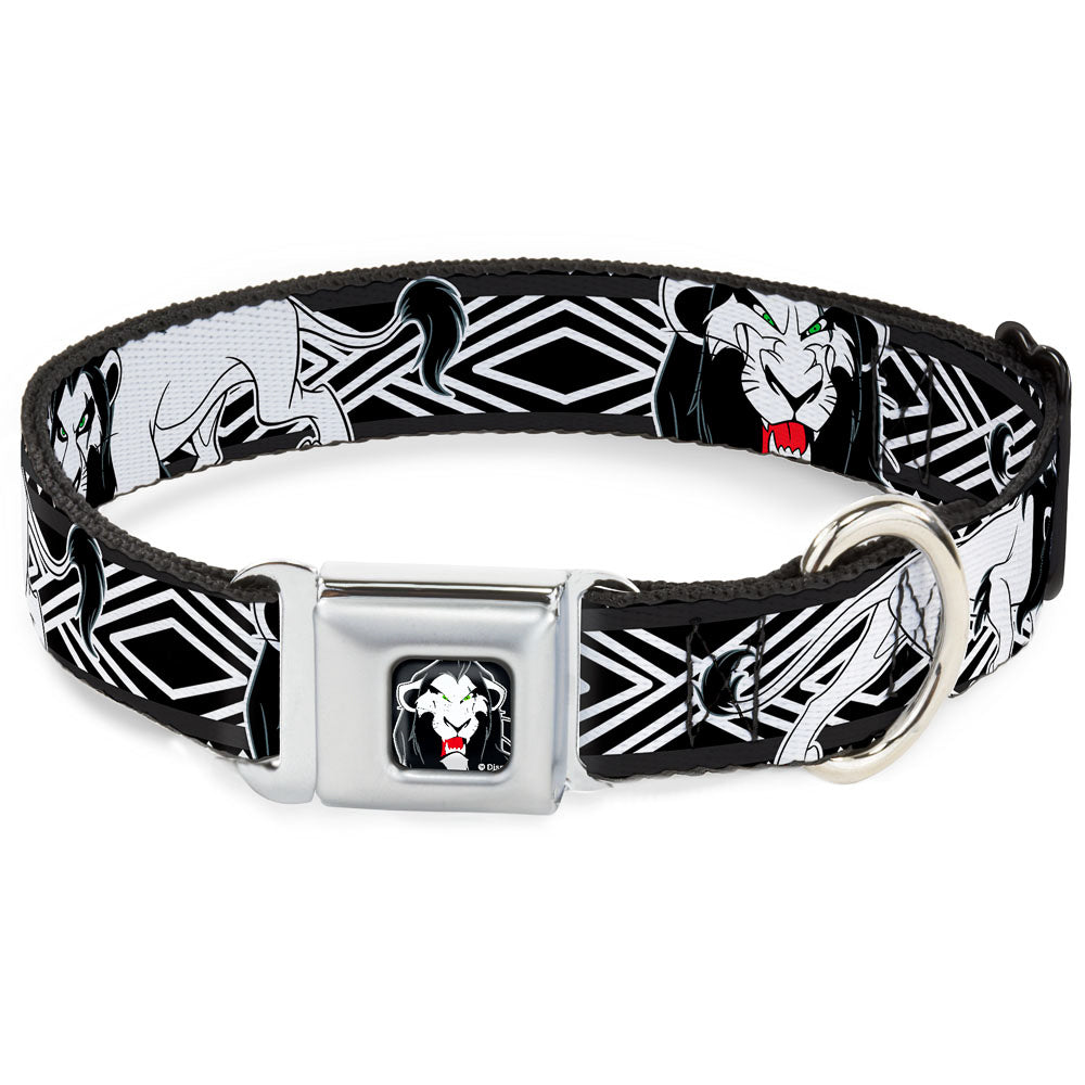 Simba Face Full Color Black/White/Red Seatbelt Buckle Collar - Lion King Scar Poses White/Black Seatbelt Buckle Collars Disney