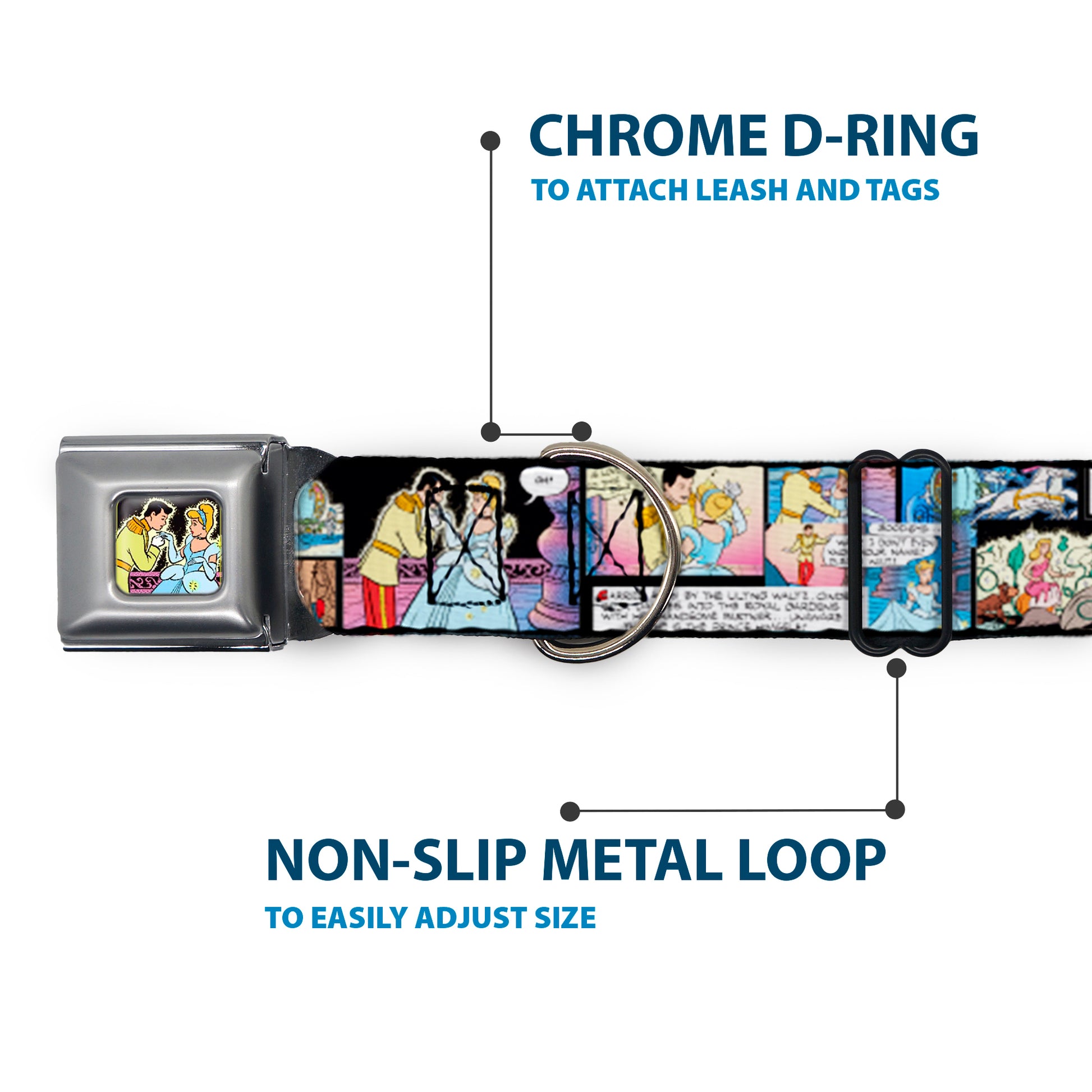 Prince & Cinderella Full Color Seatbelt Buckle Collar - Cinderella Movie Panels & Quotes Seatbelt Buckle Collars Disney