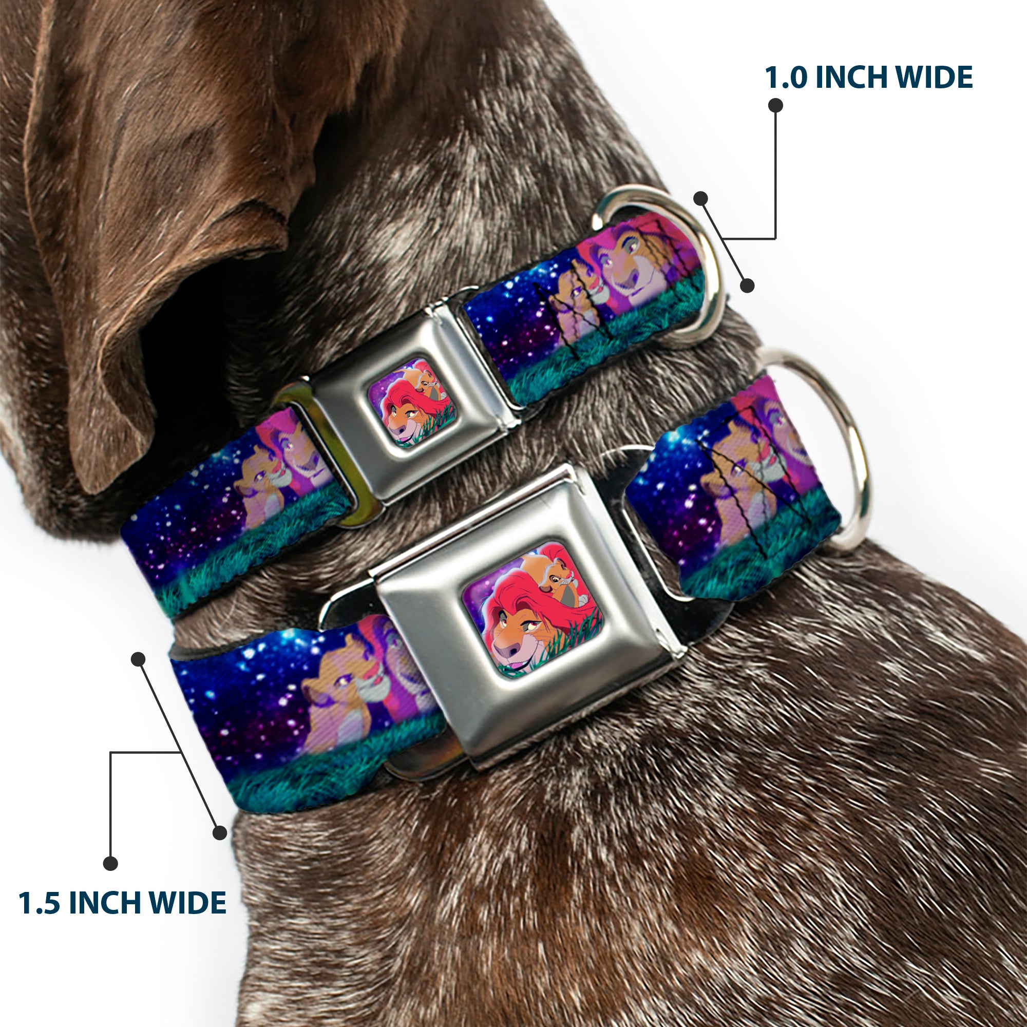 Mufasa & Simba Full Color Seatbelt Buckle Collar - Mufasa & Simba Night Poses Seatbelt Buckle Collars Disney