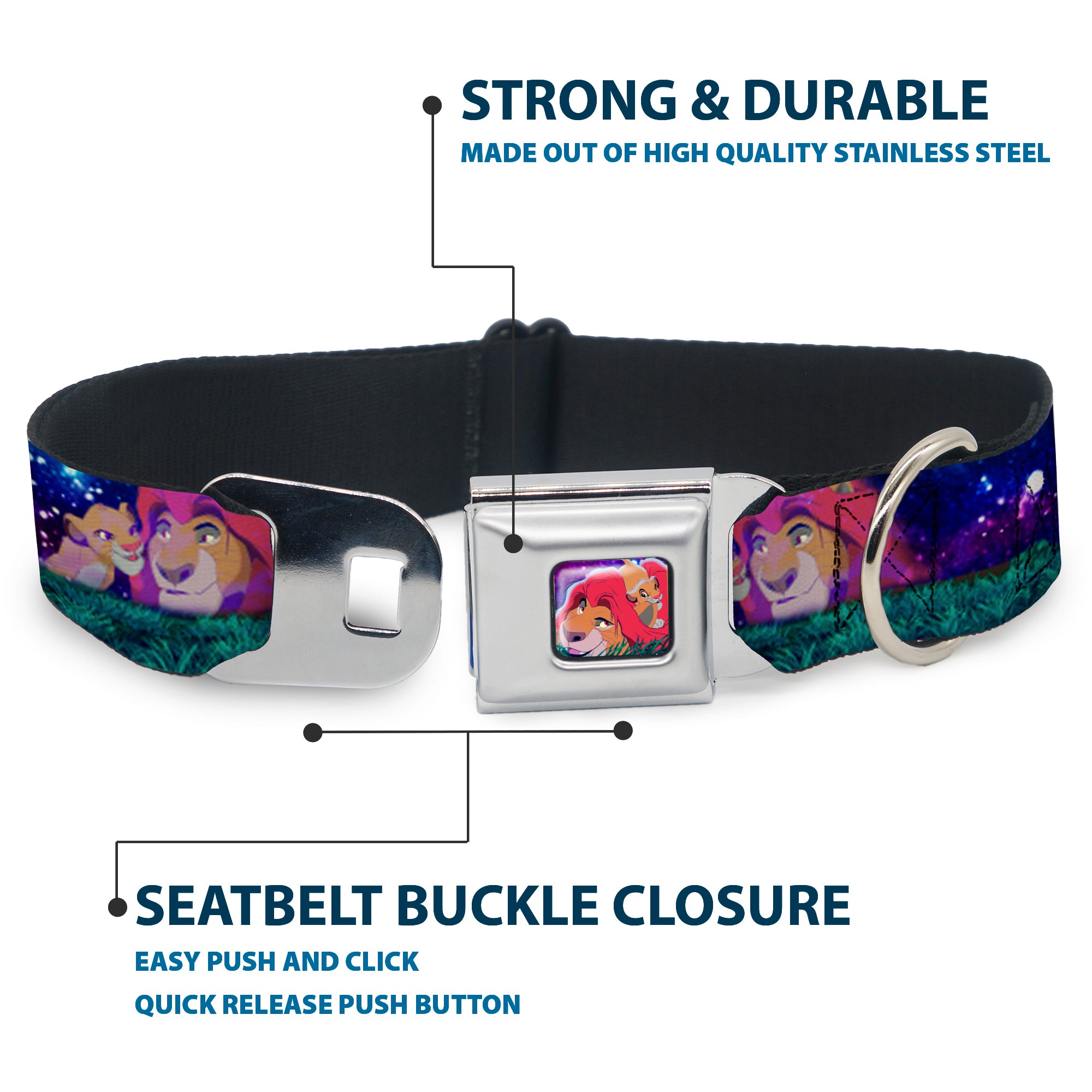 Mufasa & Simba Full Color Seatbelt Buckle Collar - Mufasa & Simba Night Poses Seatbelt Buckle Collars Disney