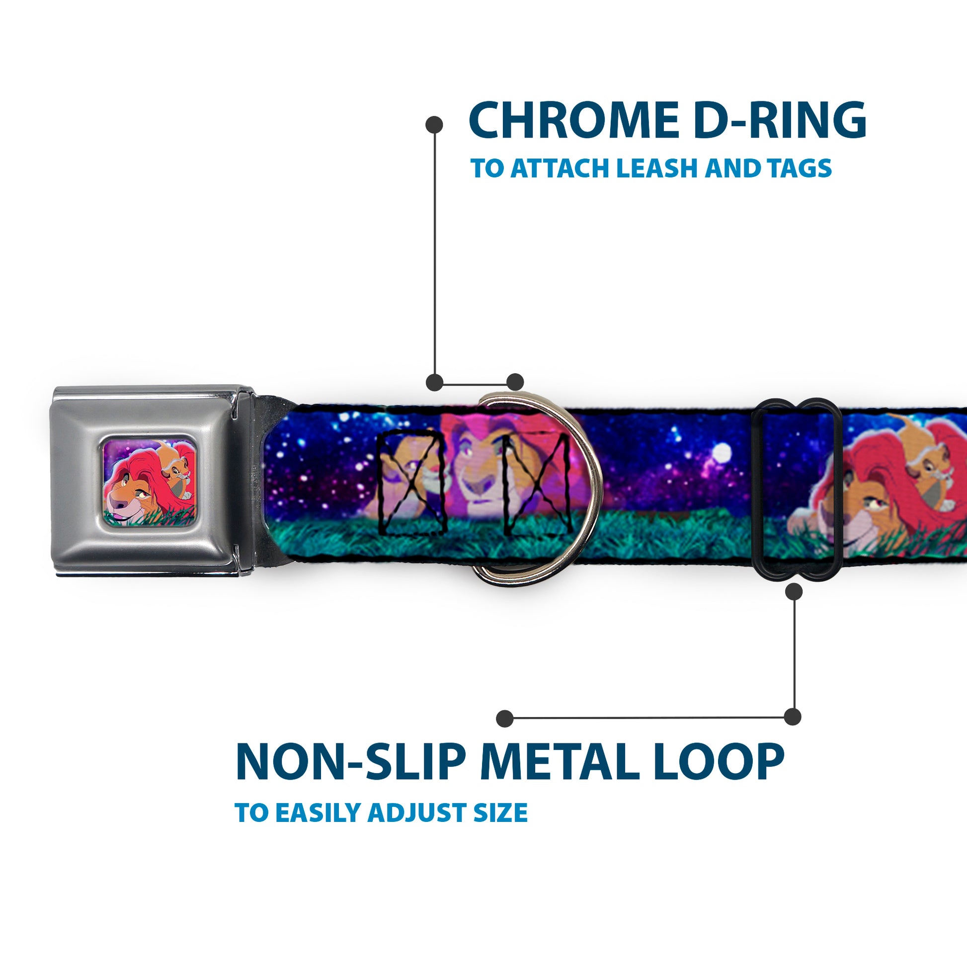 Mufasa & Simba Full Color Seatbelt Buckle Collar - Mufasa & Simba Night Poses Seatbelt Buckle Collars Disney