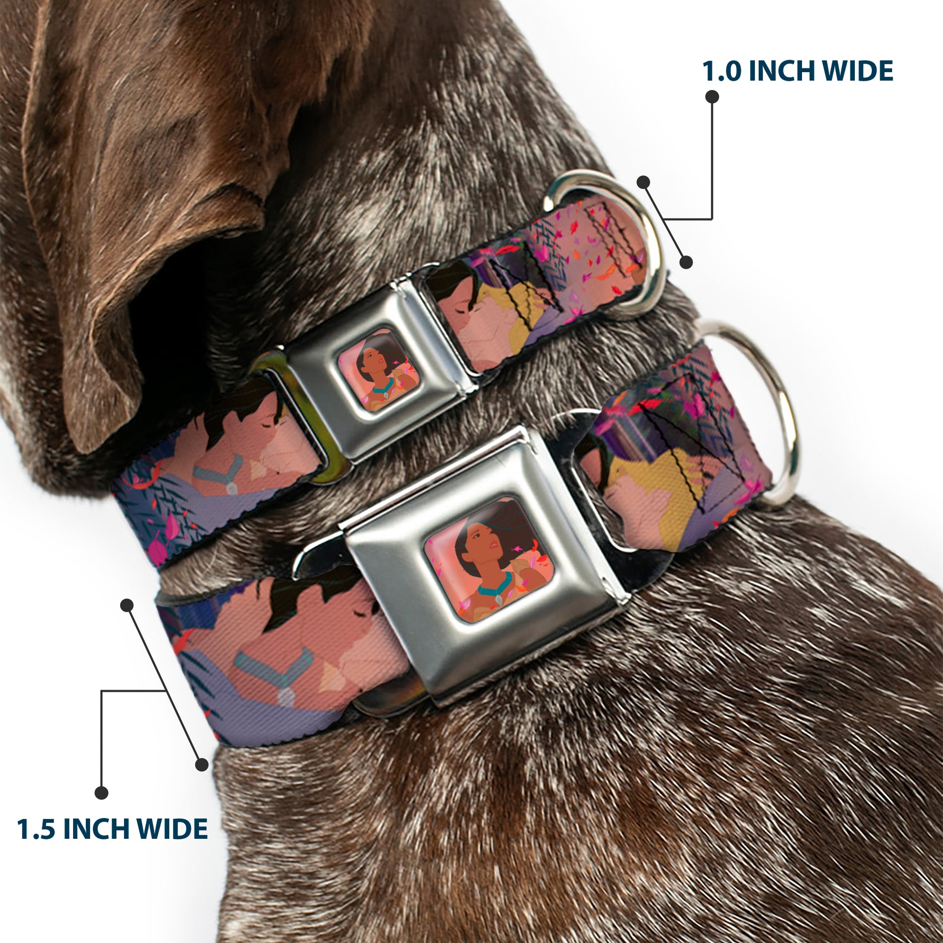 Pocahontas Colors of the Wind Full Color Seatbelt Buckle Collar - Pocahontas & John Smith Scenes Seatbelt Buckle Collars Disney