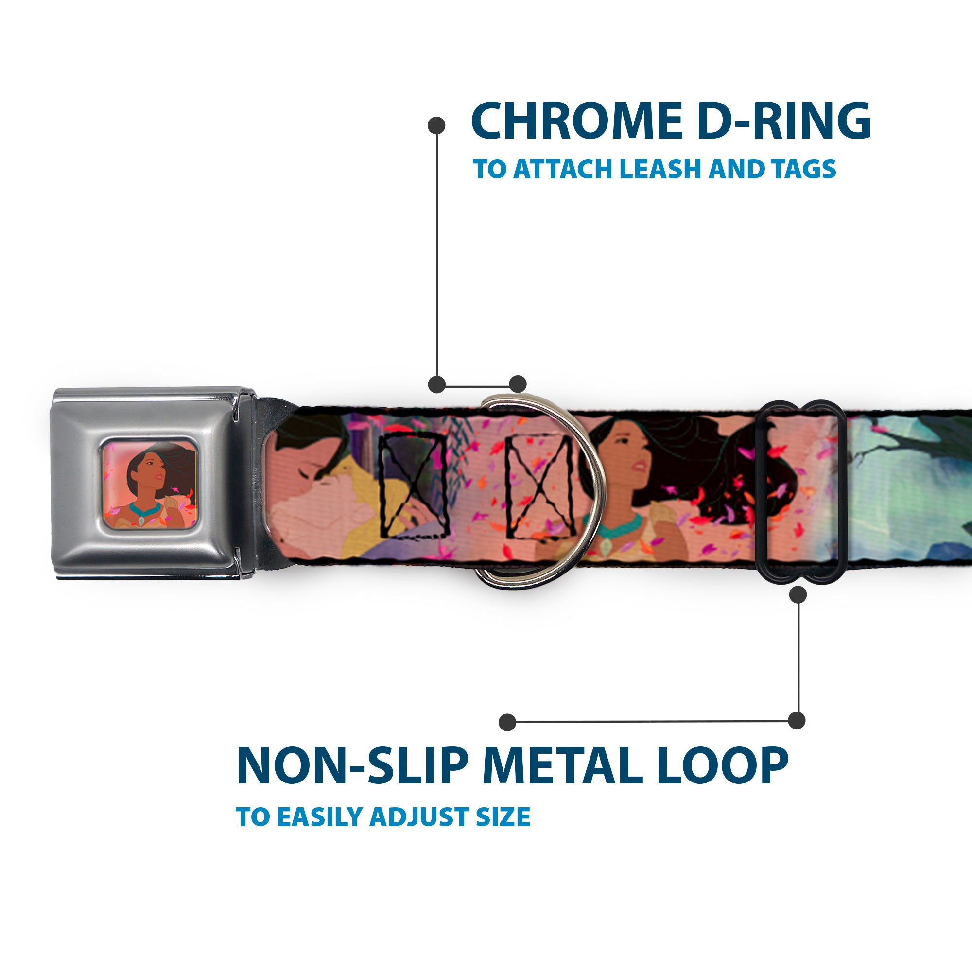 Pocahontas Colors of the Wind Full Color Seatbelt Buckle Collar - Pocahontas & John Smith Scenes Seatbelt Buckle Collars Disney