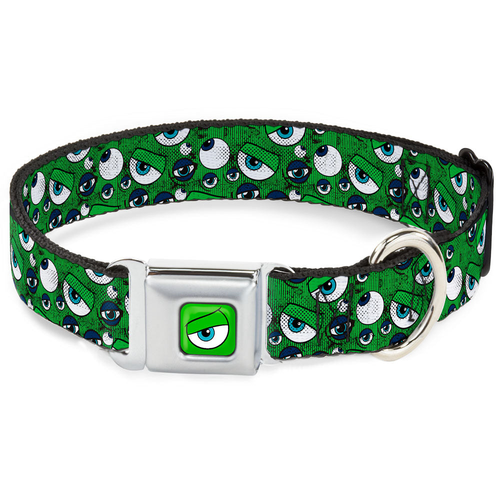 Monsters Eye CLOSE-UP Seatbelt Buckle Collar - Monsters Inc. Eye Collage Weathered Greens/Blues Seatbelt Buckle Collars Disney