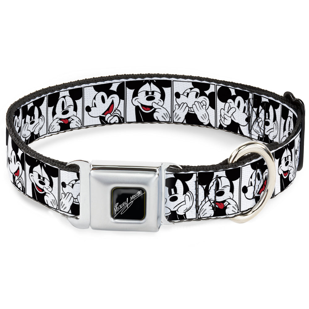 MICKEY MOUSE Autograph Full Color Black/White Seatbelt Buckle Collar - Mickey Mouse Expression Blocks White/Black/Red Seatbelt Buckle Collars Disney
