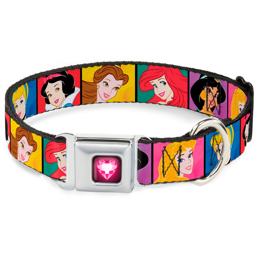 Princess Gem Heart Full Color Black Pink Seatbelt Buckle Collar - Disney Princess Blocks Seatbelt Buckle Collars Disney
