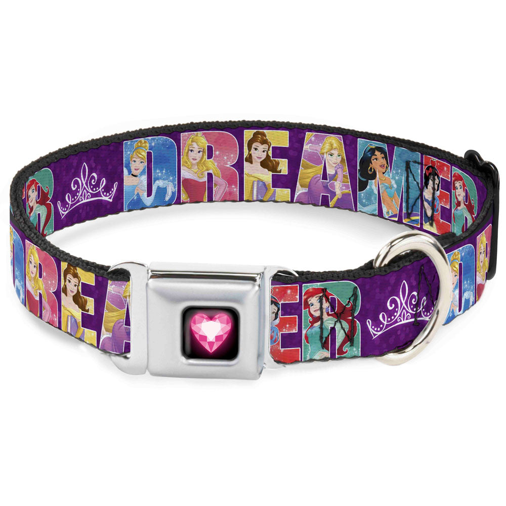 Princess Gem Heart Full Color Black/Pink Seatbelt Buckle Collar - Disney DREAMER 7-Sparkling Princesses/Tiara Purple/White Seatbelt Buckle Collars Disney