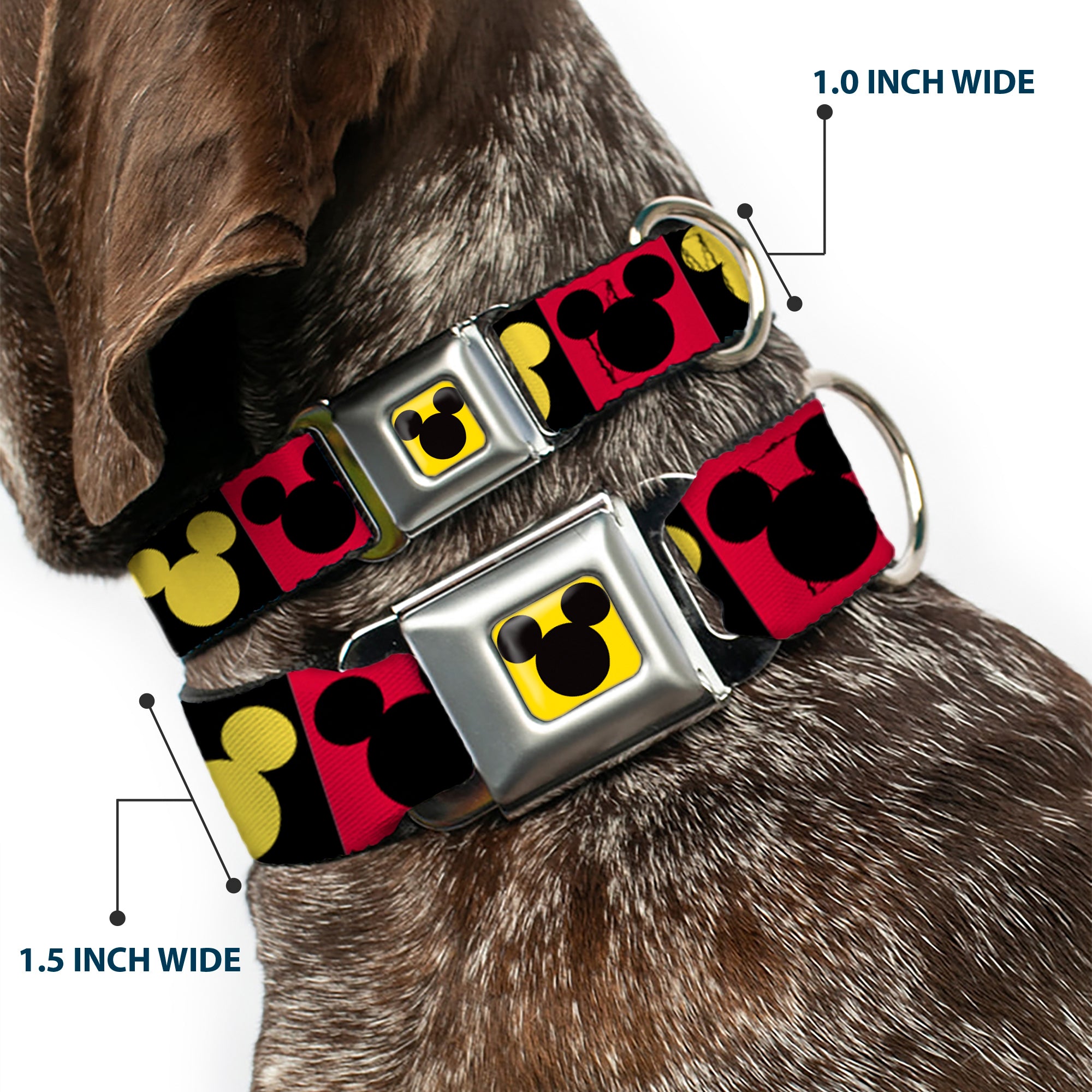 Mickey Mouse Ears Full Color Yellow/Black Seatbelt Buckle Collar - Mickey Mouse Ears Icon Blocks Red/Black/Yellow Seatbelt Buckle Collars Disney