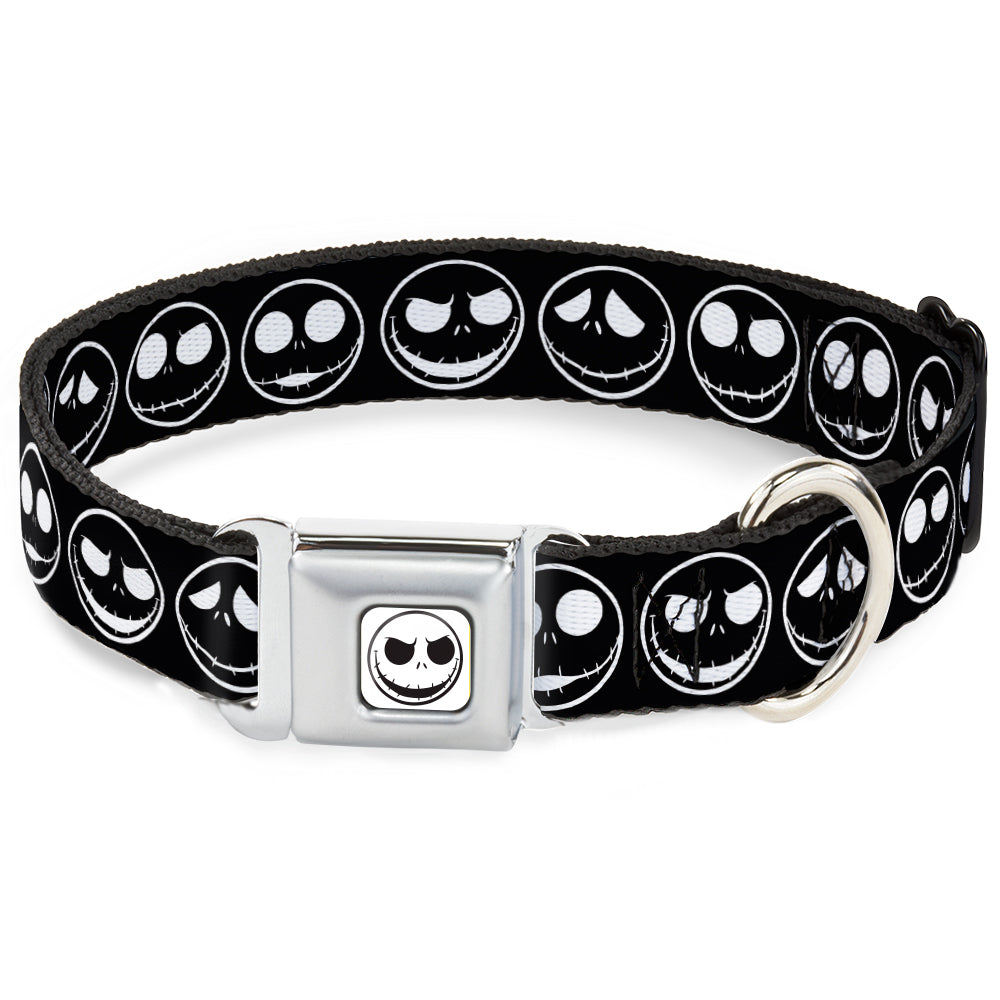 The Nightmare Before Christmas Jack Smiling Full Color White/Black Seatbelt Buckle Collar - The Nightmare Before Christmas Jack 5-Expressions Black/White Seatbelt Buckle Collars Disney