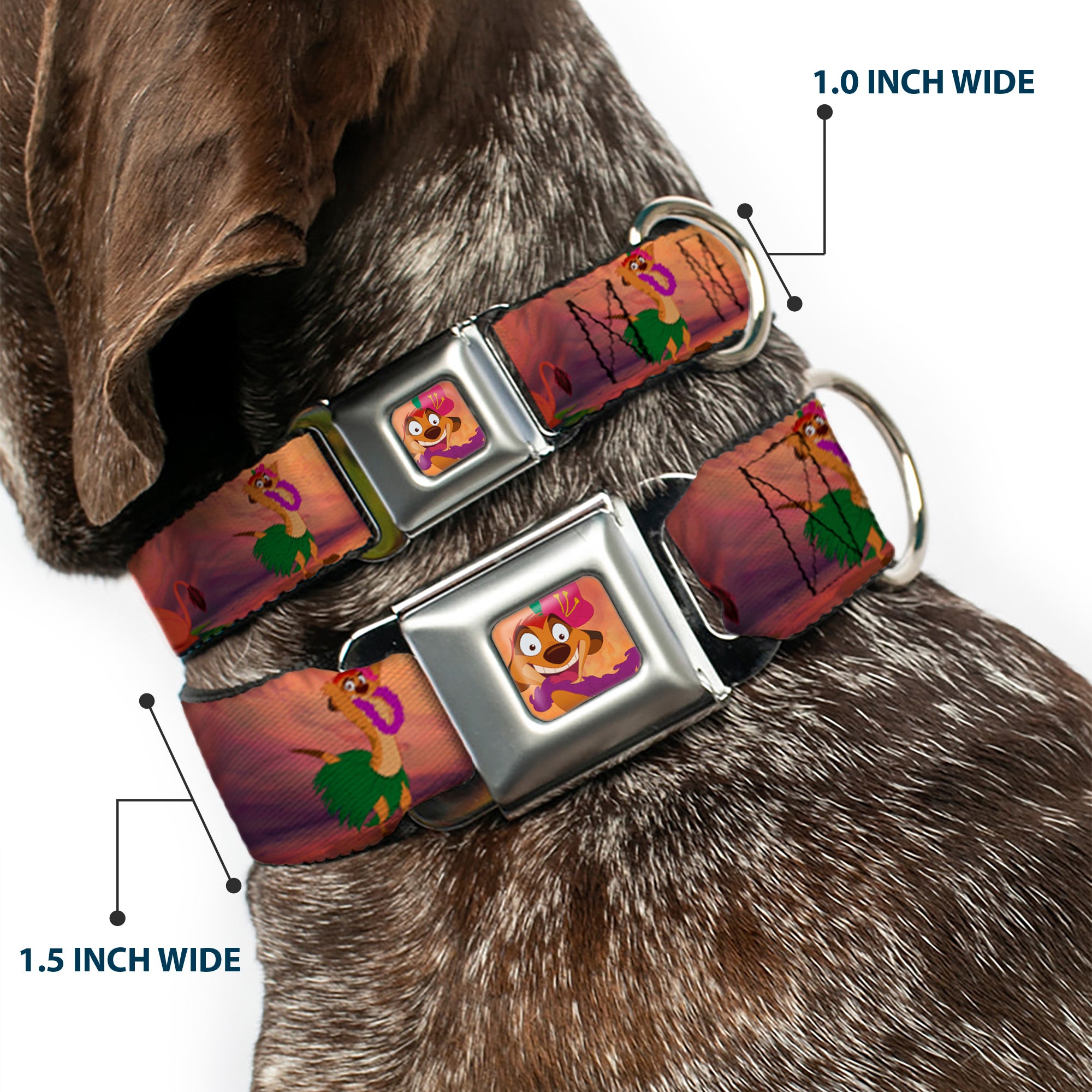 Timon Hula Pose Full Color Seatbelt Buckle Collar - Timon & Pumba The Hula Song Poses Seatbelt Buckle Collars Disney