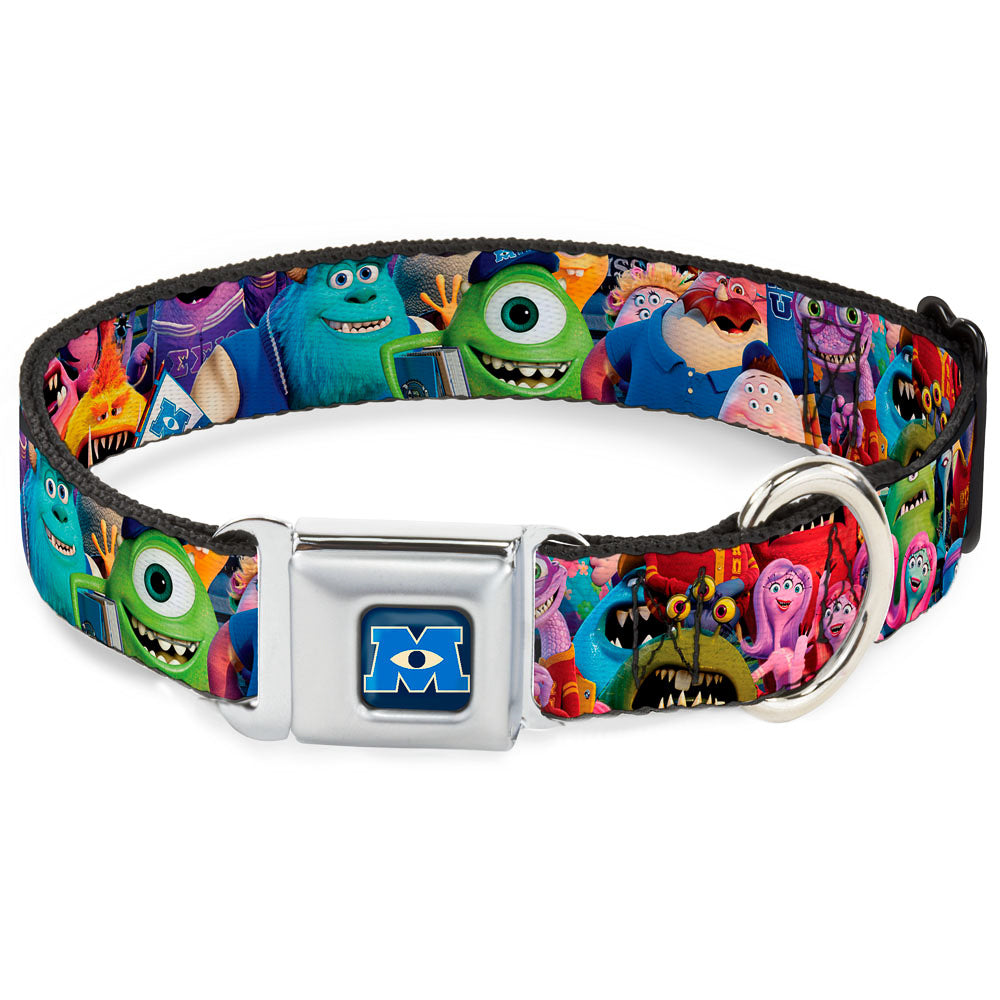 Monsters University Logo Full Color Blue White Seatbelt Buckle Collar - Monsters University Monsters Stacked Seatbelt Buckle Collars Disney