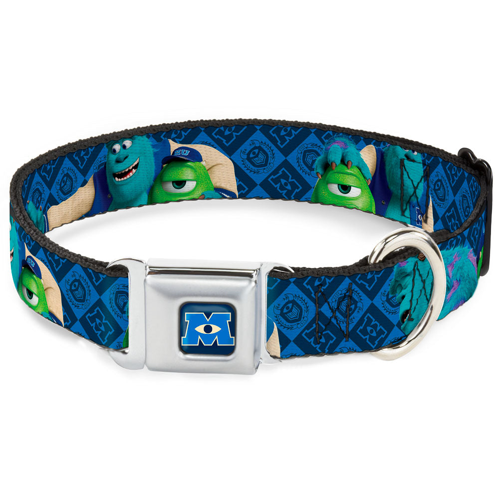 Monsters University Logo Full Color Blue White Seatbelt Buckle Collar - Monsters University Sulley & Mike Poses/Checkers Blue Seatbelt Buckle Collars Disney