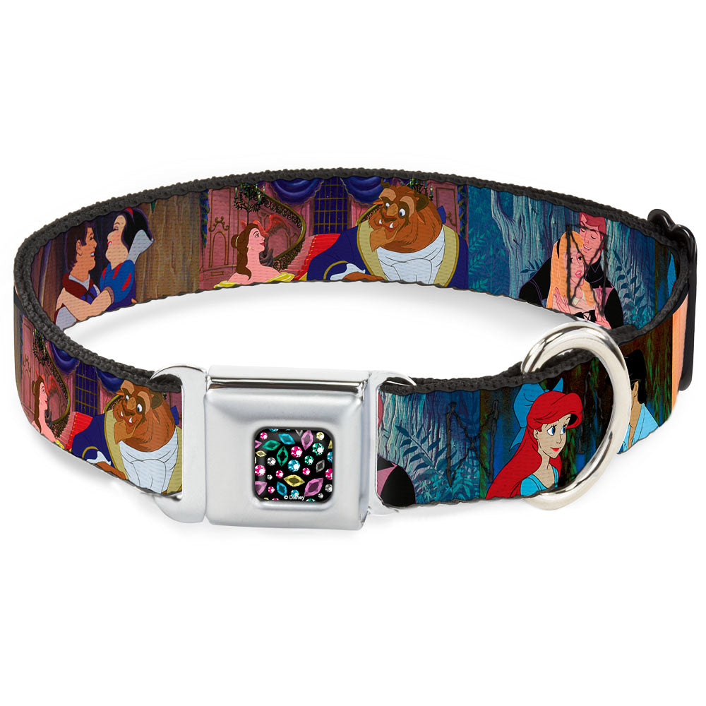 Princess Jewels Full Color Black Multi Color Seatbelt Buckle Collar - Disney Princess Scenes Framed Seatbelt Buckle Collars Disney