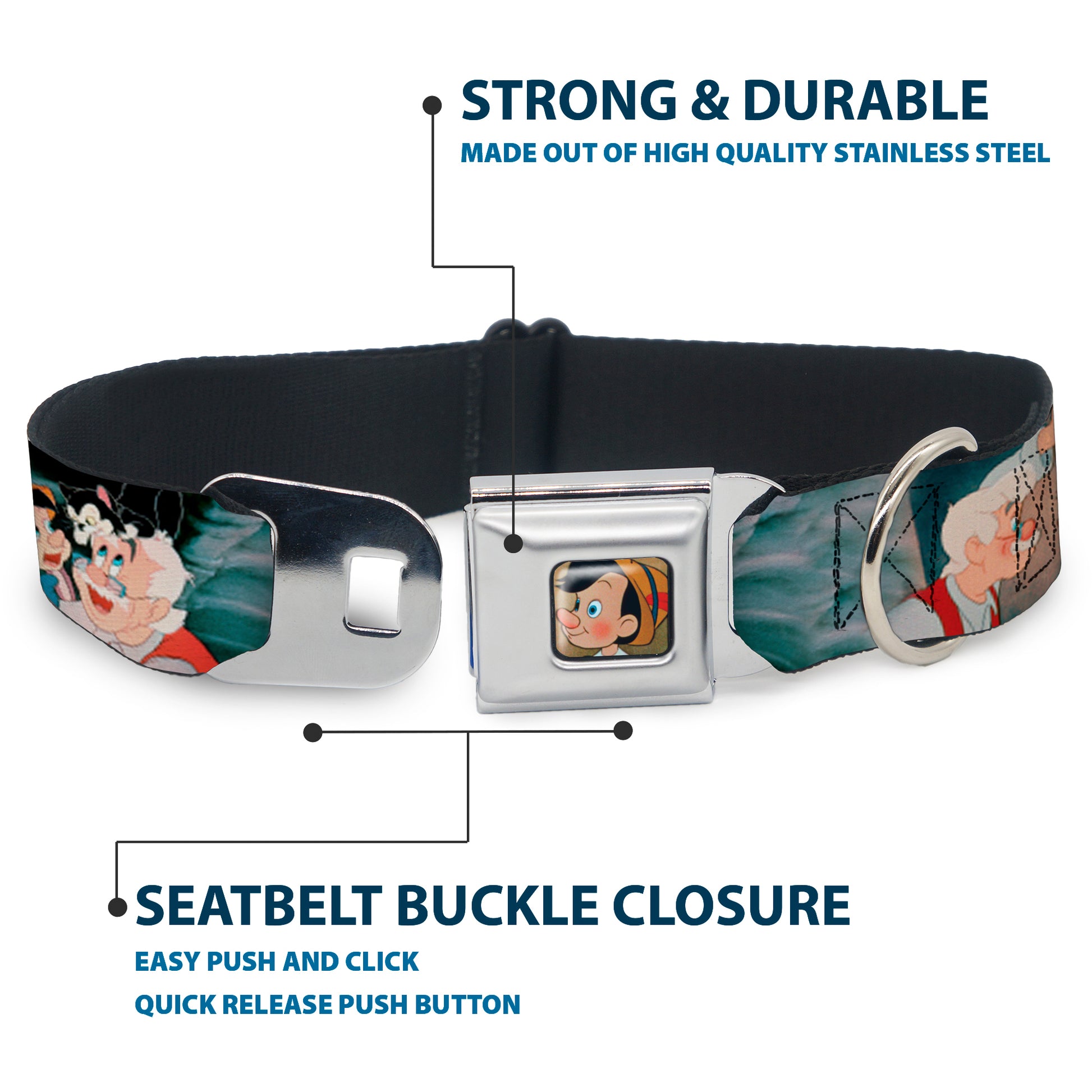 Pinochio Puppet Full Color Tan Seatbelt Buckle Collar - PINOCCHIO/Jiminy Cricket Workshop Tools Seatbelt Buckle Collars Disney