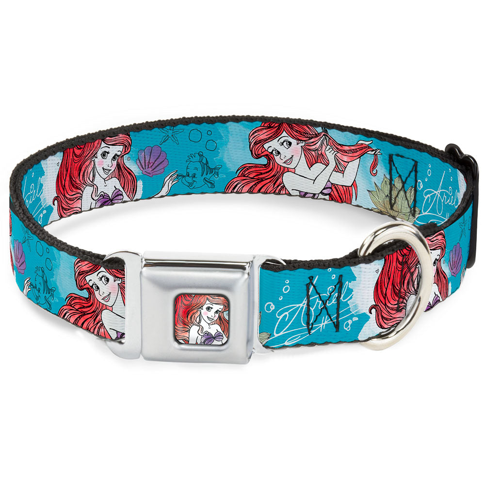 Ariel Face4 Full Color Pink Blue Seatbelt Buckle Collar - ARIEL Sketch Poses Blues/Lavender Seatbelt Buckle Collars Disney