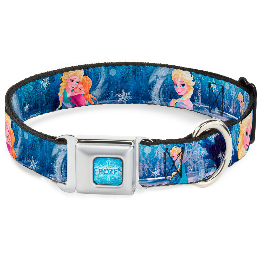 FROZEN Logo Full Color Blues Seatbelt Buckle Collar - Frozen Elsa the Snow Queen Poses/Snowflakes Seatbelt Buckle Collars Disney