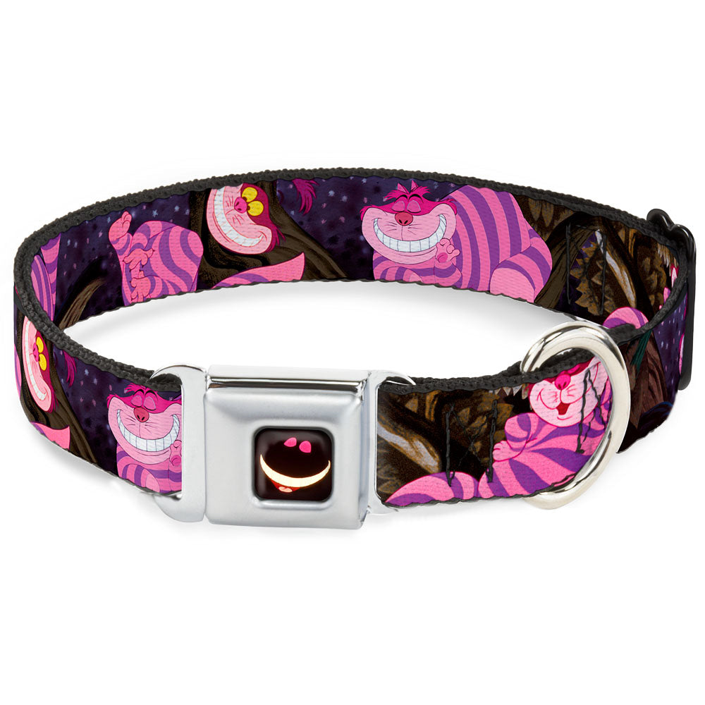 Cheshire Cat Eyes Smile Full Color Seatbelt Buckle Collar - Cheshire Cat Tree Poses Seatbelt Buckle Collars Disney