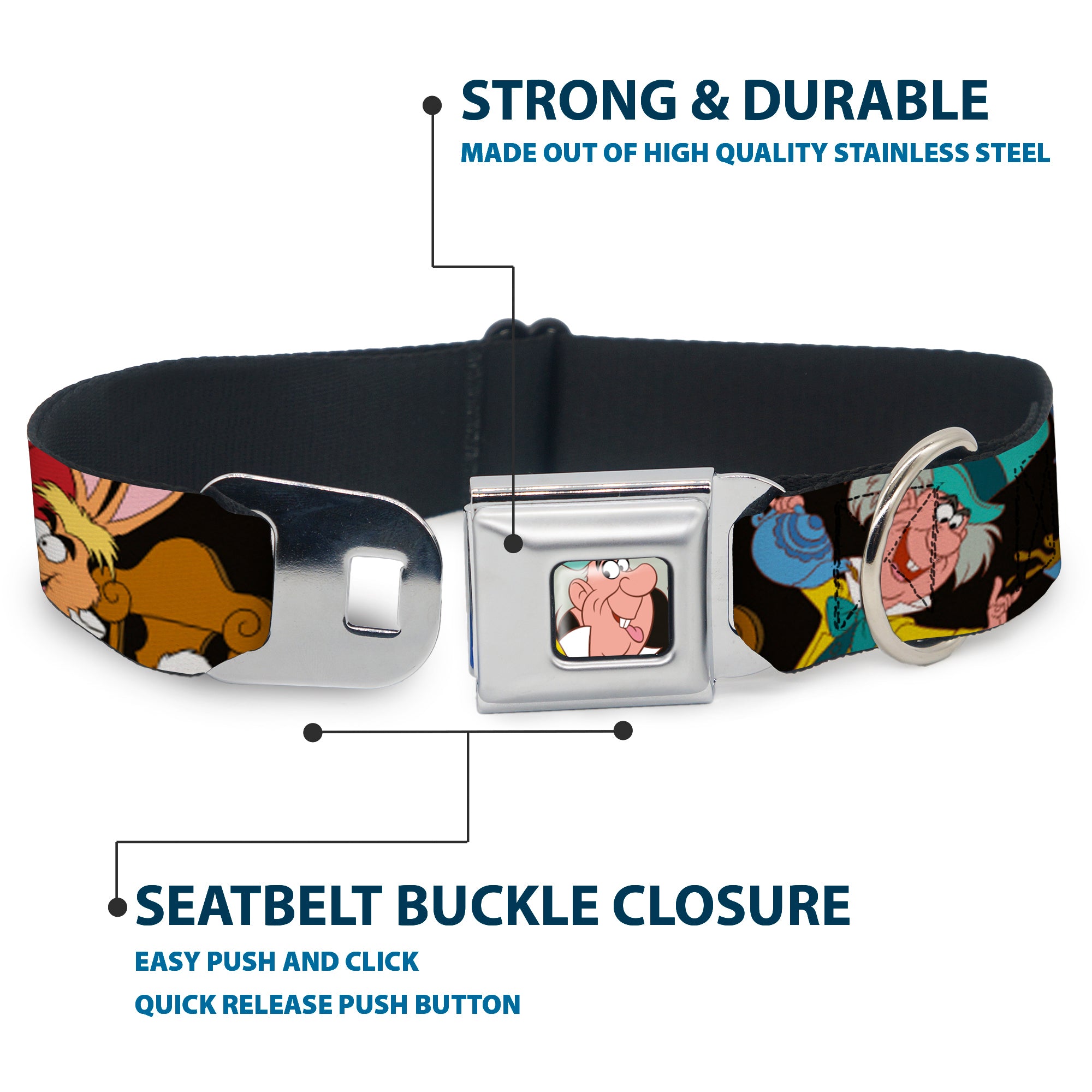 Mad Hatter Face Full Color Seatbelt Buckle Collar - Mad Hatter's Tea Party Poses Seatbelt Buckle Collars Disney